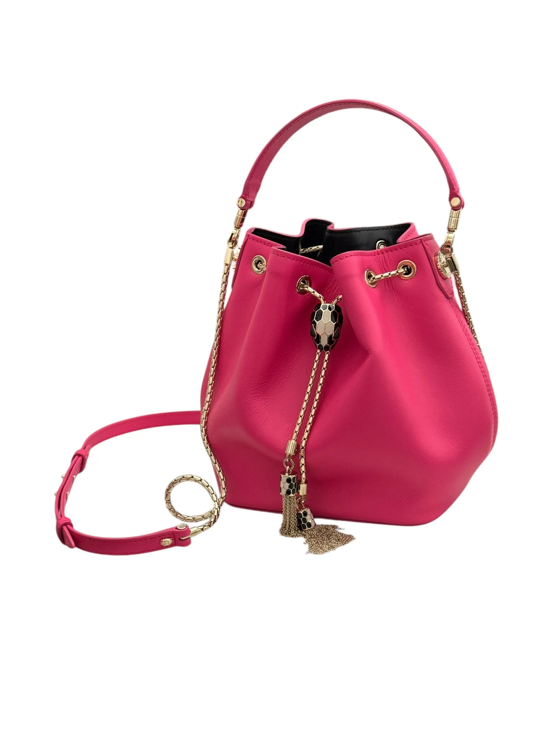 Bvlgari BV Serpenti Forever Bucket Bag Fuschia Calfskin Gold-tone Hardware