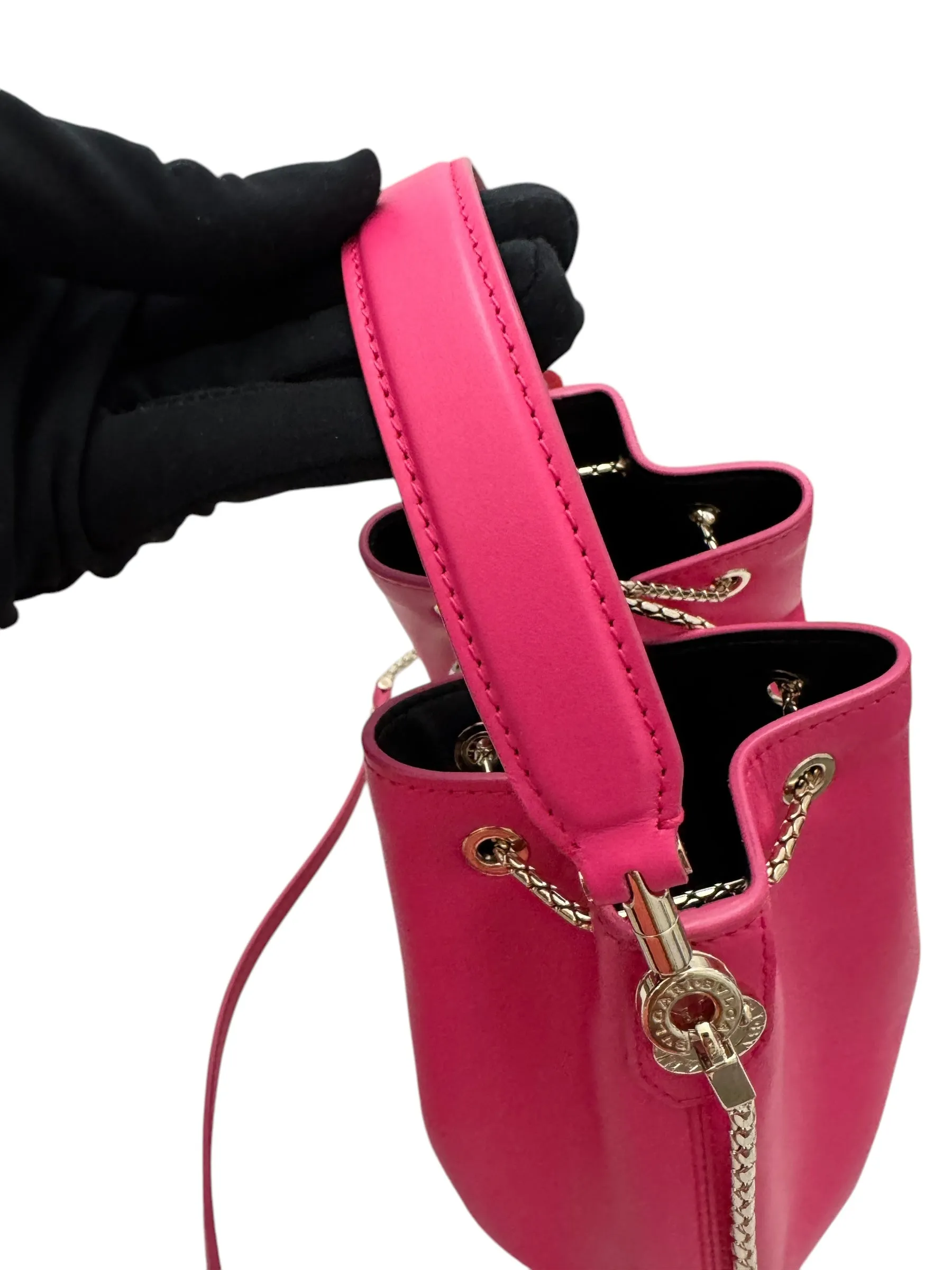 Bvlgari BV Serpenti Forever Bucket Bag Fuschia Calfskin Gold-tone Hardware