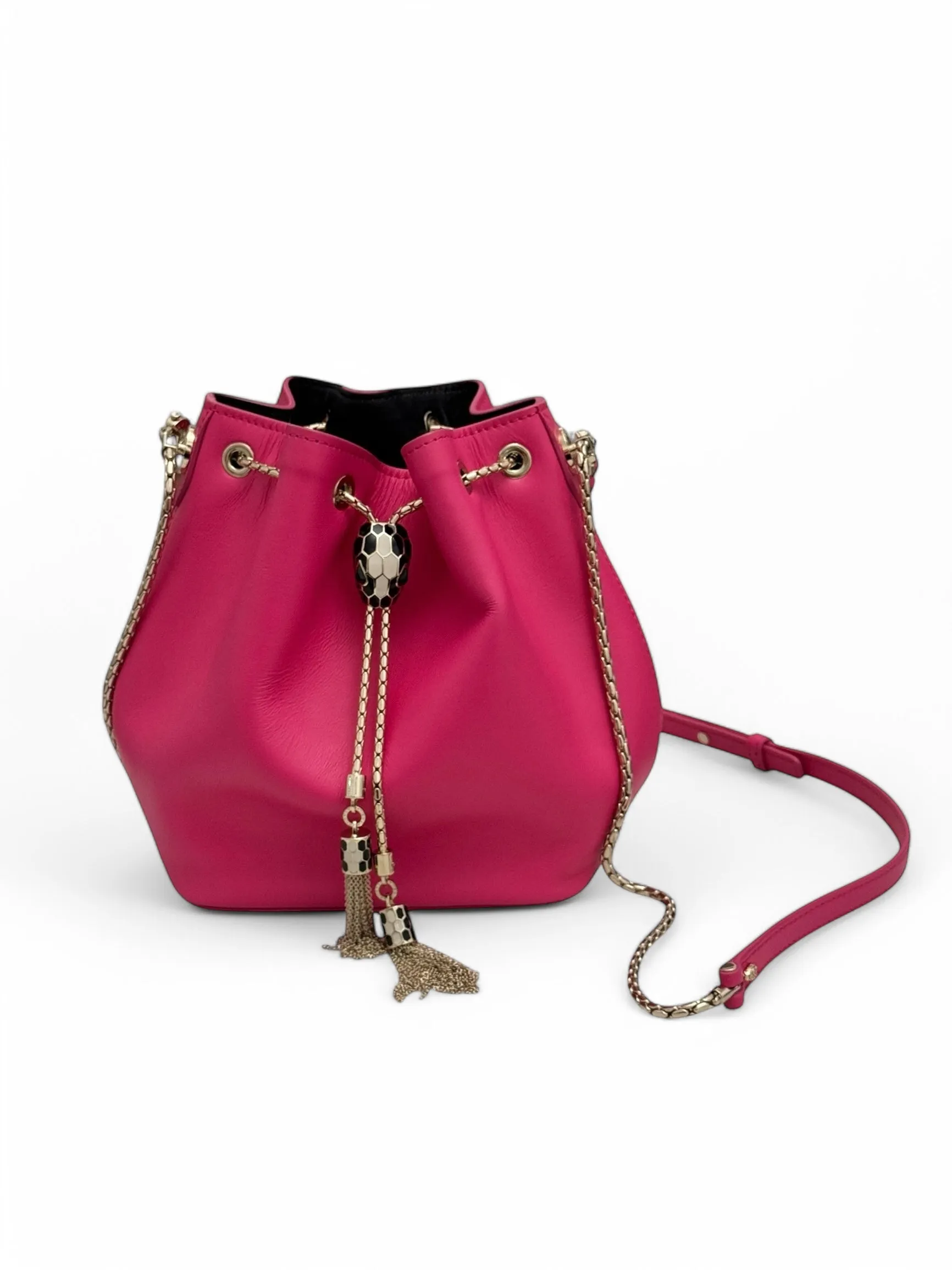 Bvlgari BV Serpenti Forever Bucket Bag Fuschia Calfskin Gold-tone Hardware