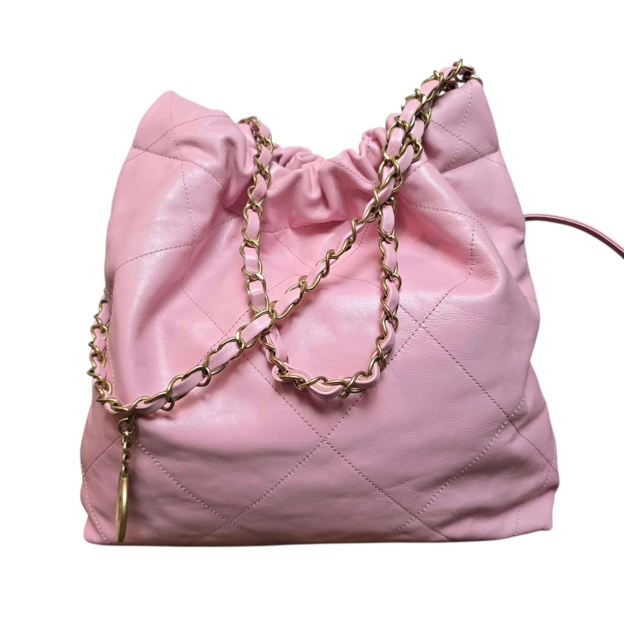 Chanel 22 Small Pink Calfskin, Gold-tone Hardware