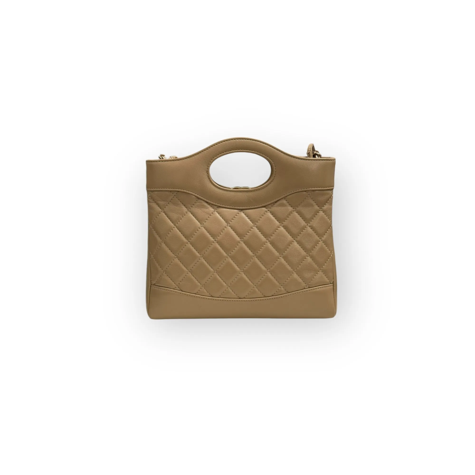 Chanel 31 Mini Shopping Tote Quilted Lambskin Milk Tea/Beige, Gold-Tone Hardware