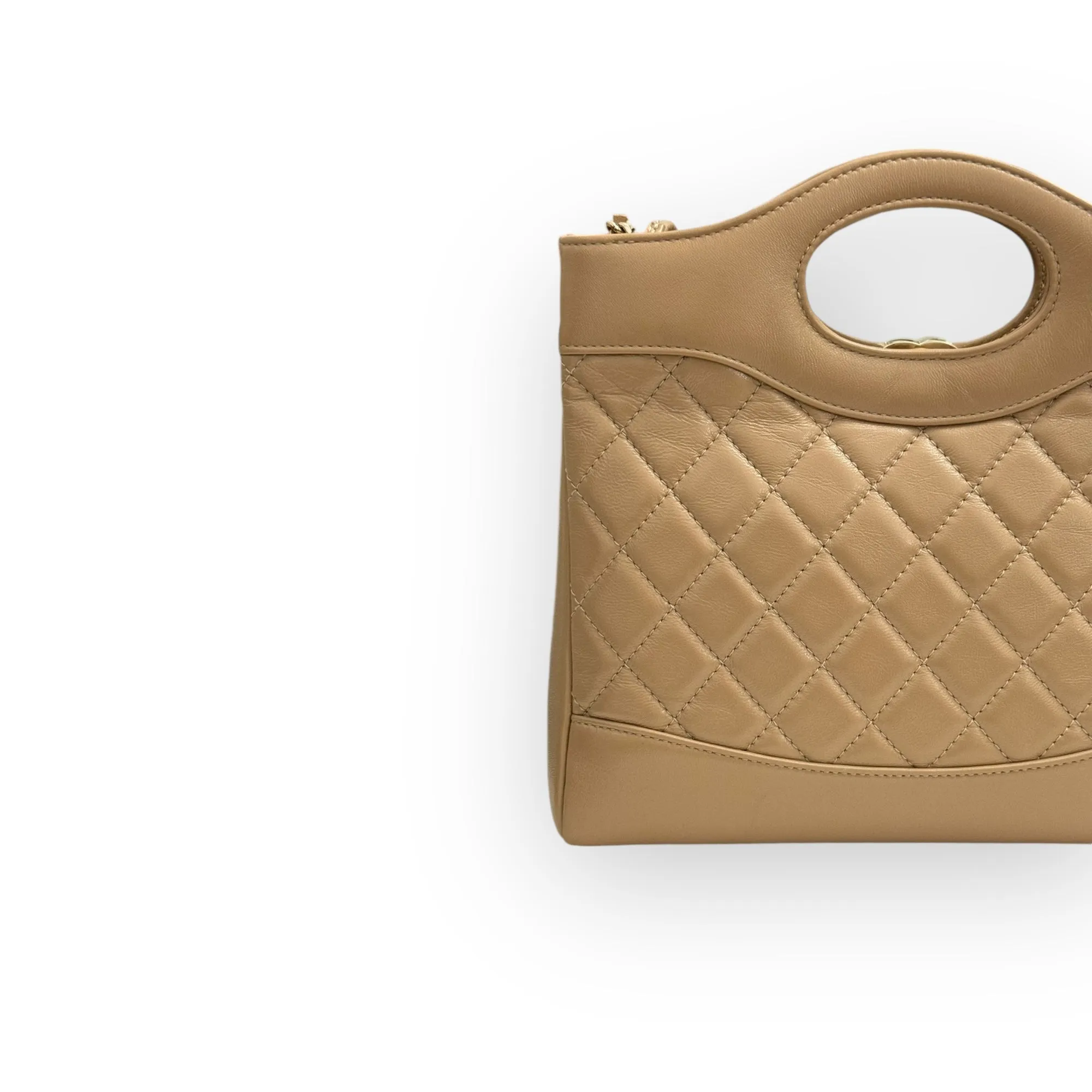 Chanel 31 Mini Shopping Tote Quilted Lambskin Milk Tea/Beige, Gold-Tone Hardware