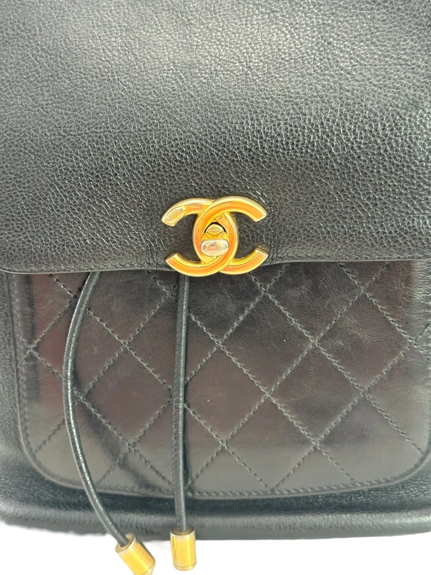 Chanel Backpack Black Caviar Gold-tone Hardware