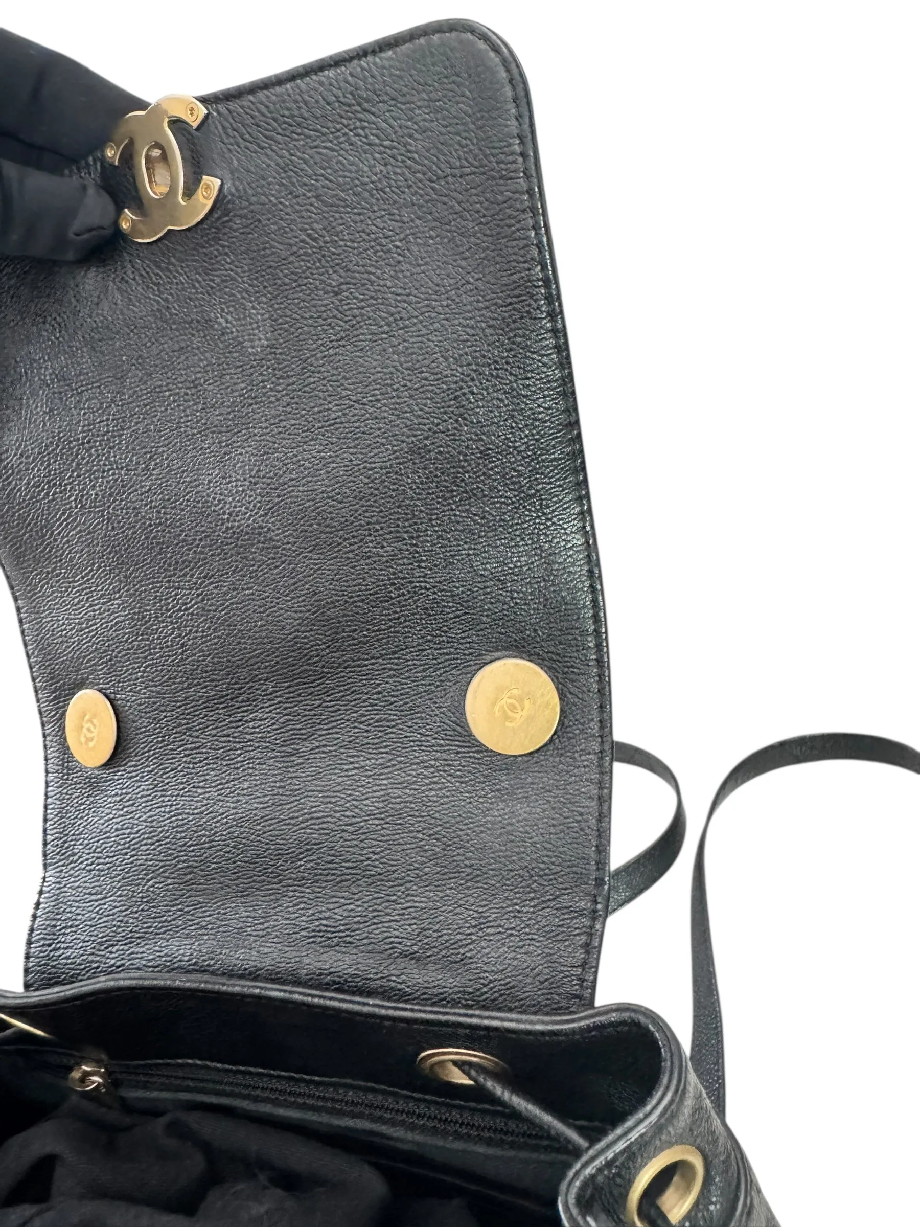 Chanel Backpack Black Caviar Gold-tone Hardware