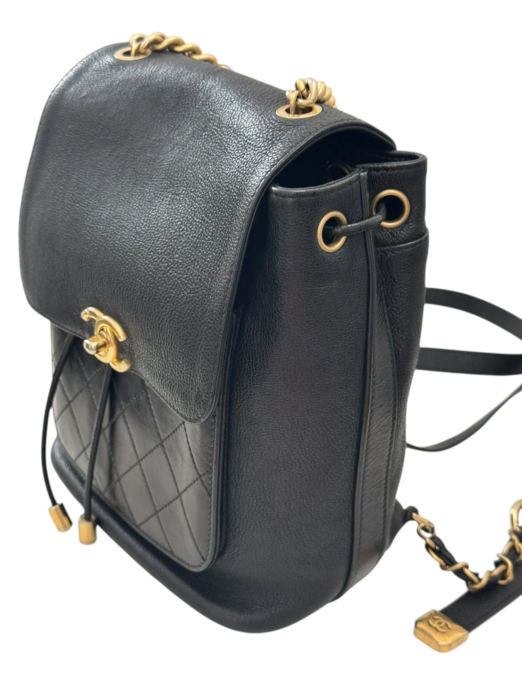 Chanel Backpack Black Caviar Gold-tone Hardware