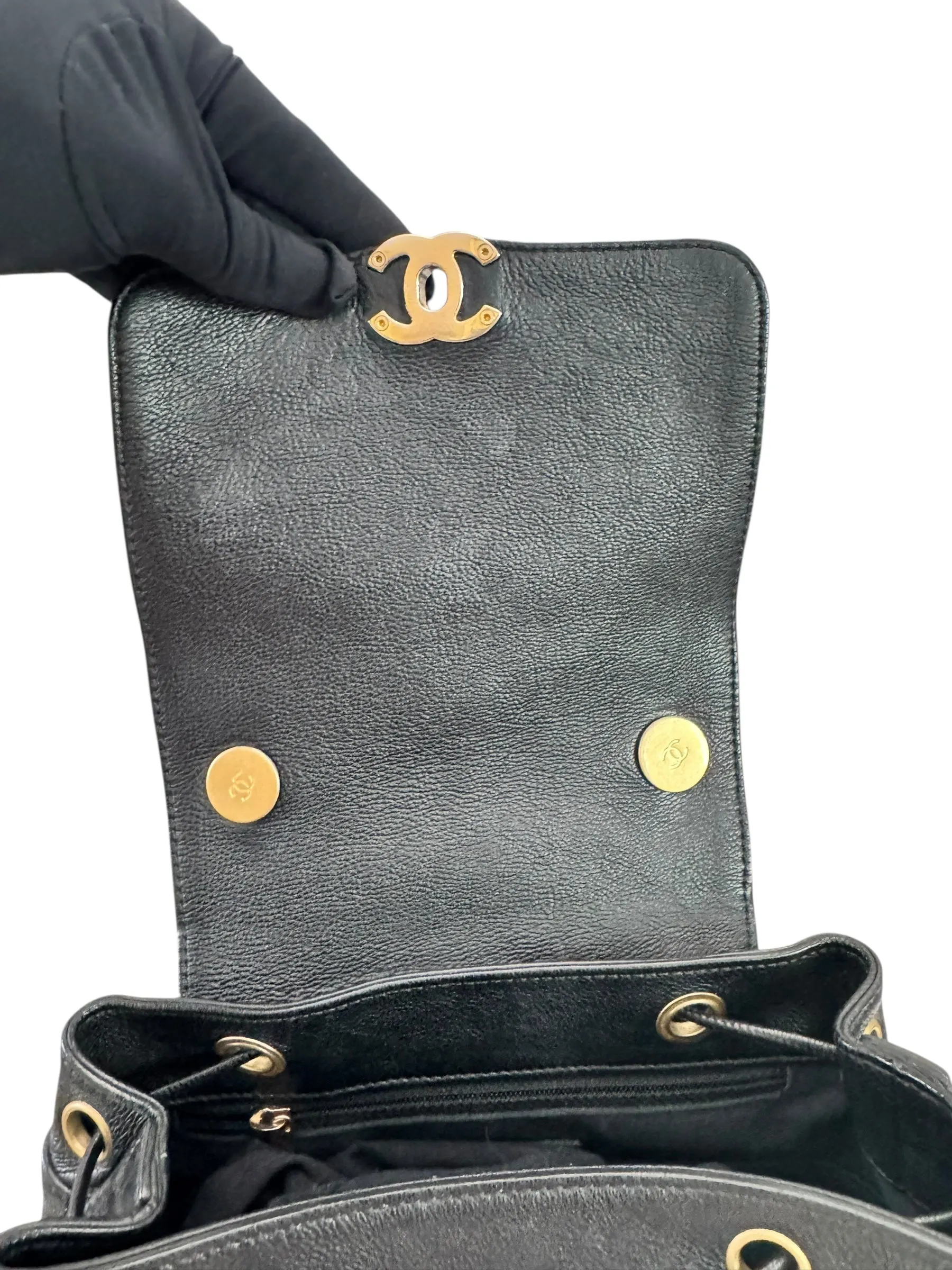 Chanel Backpack Black Caviar Gold-tone Hardware