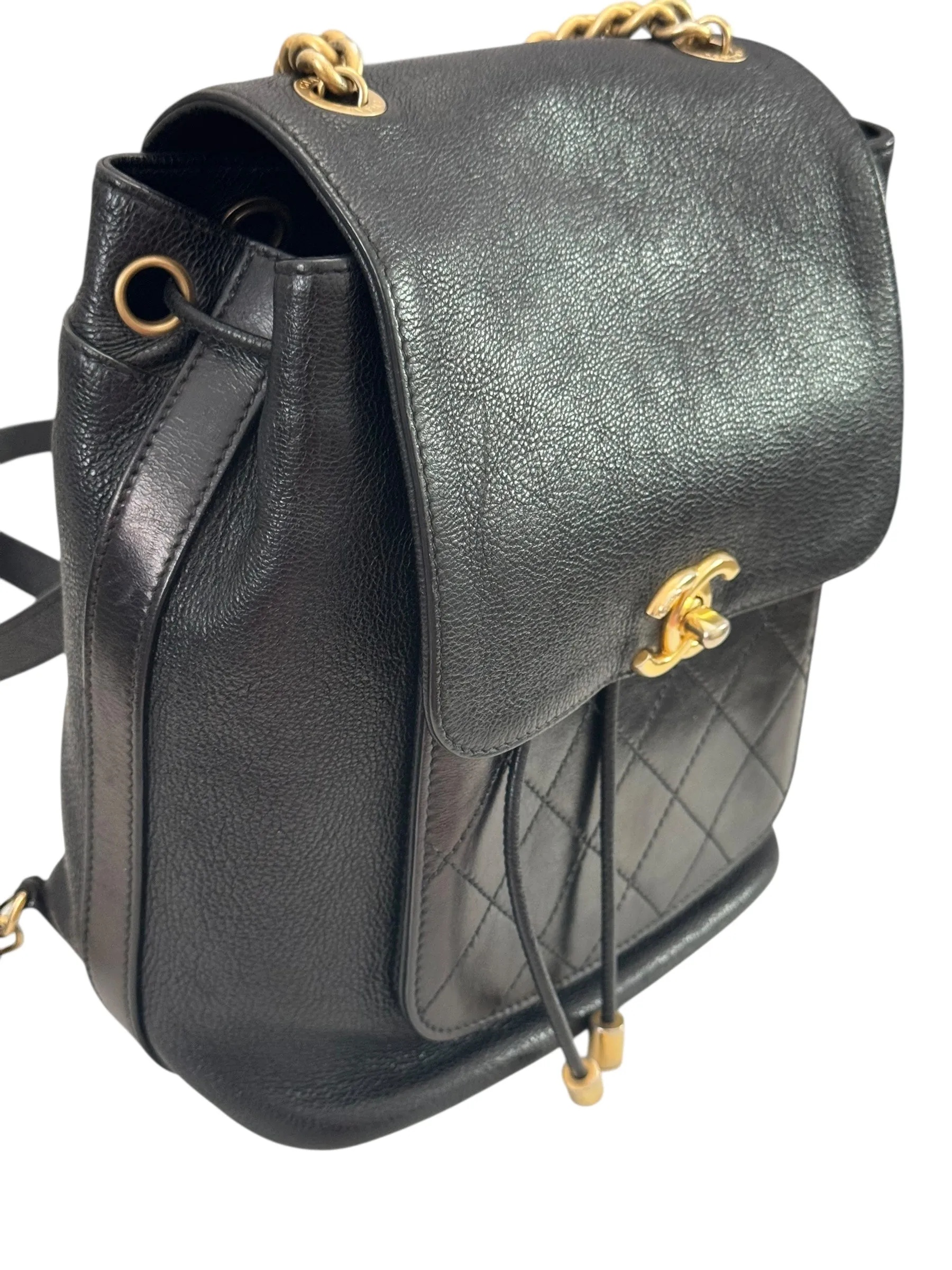 Chanel Backpack Black Caviar Gold-tone Hardware