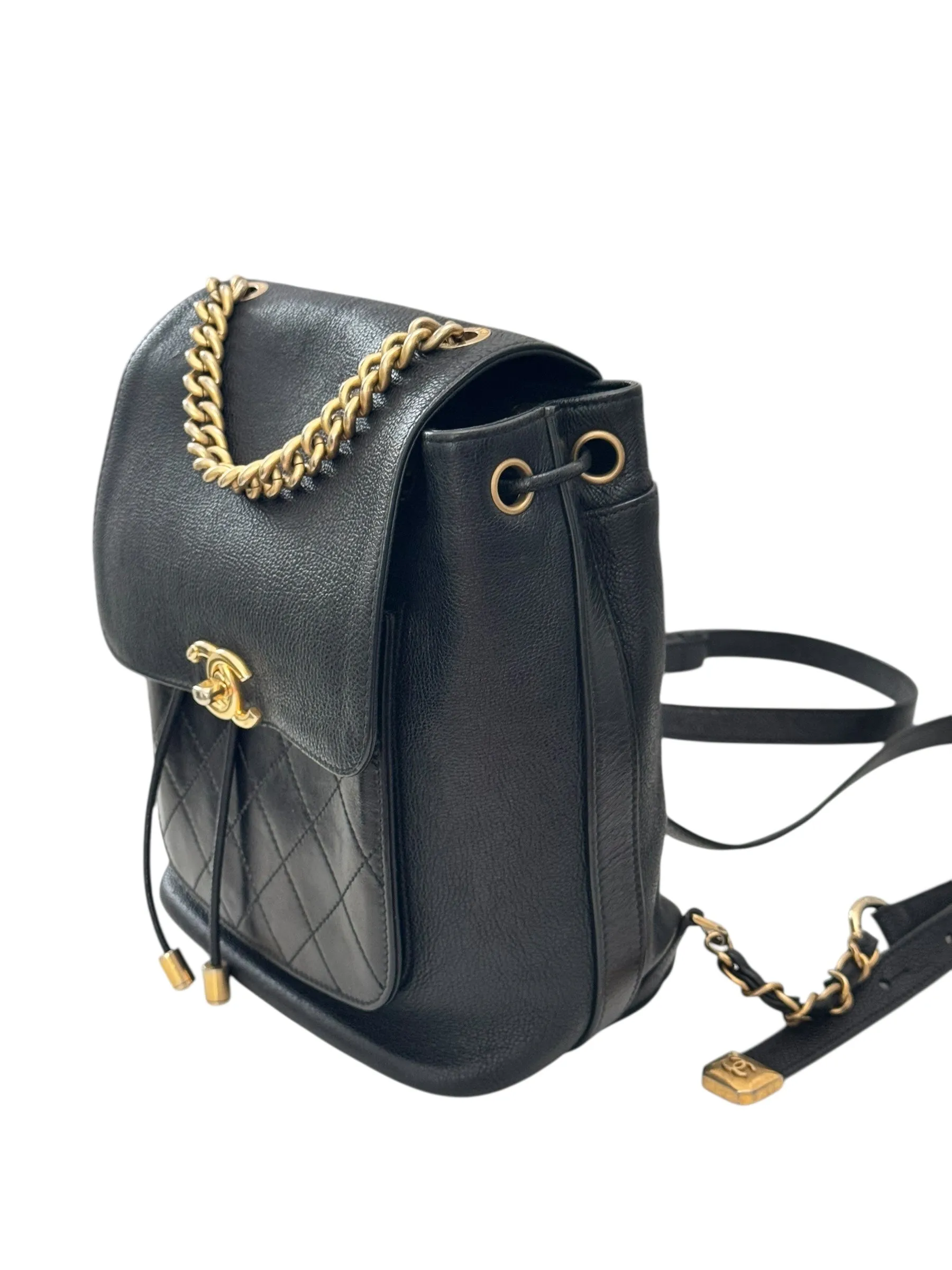 Chanel Backpack Black Caviar Gold-tone Hardware