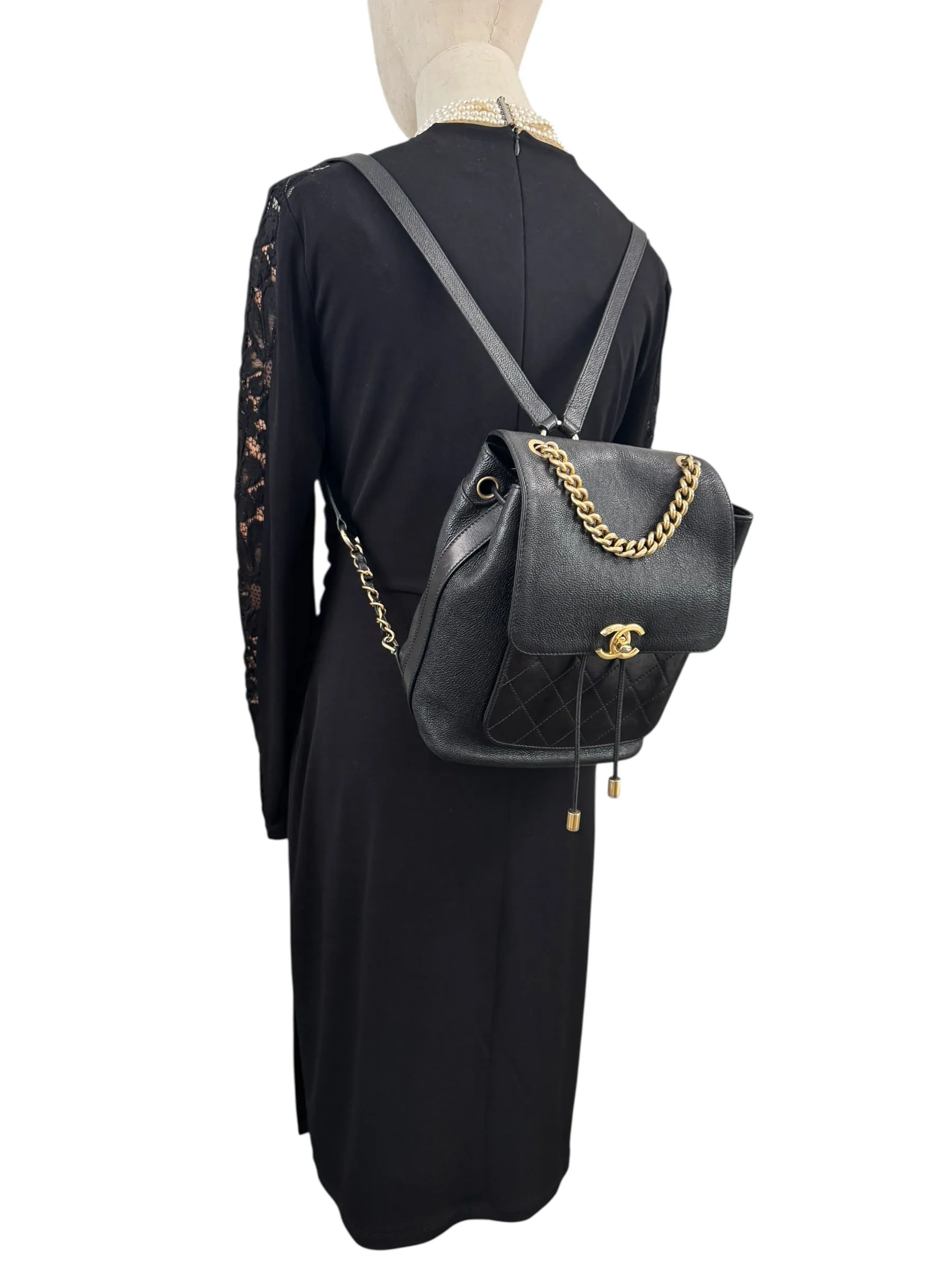 Chanel Backpack Black Caviar Gold-tone Hardware