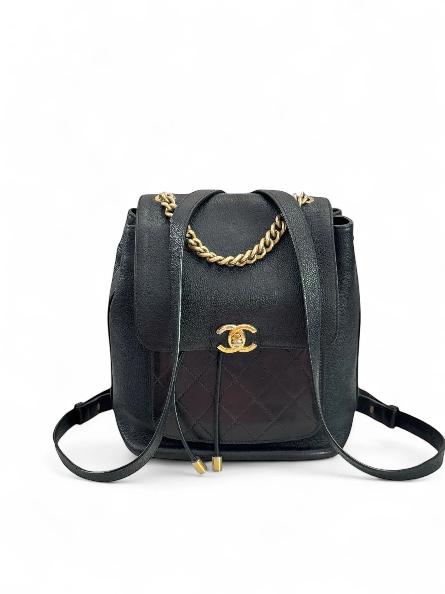 Chanel Backpack Black Caviar Gold-tone Hardware