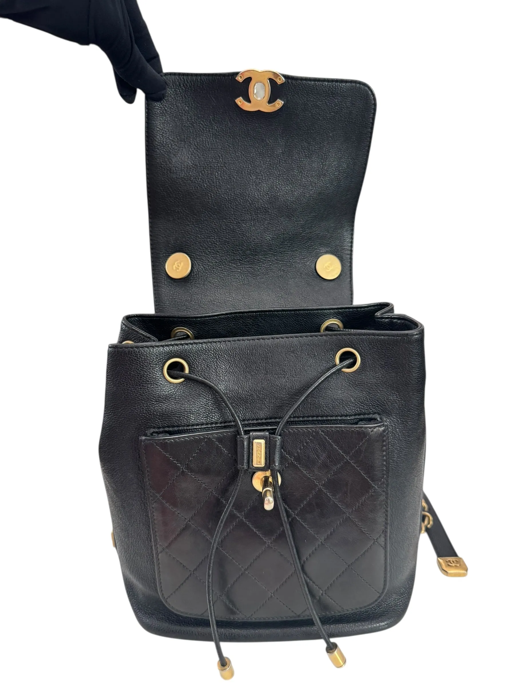 Chanel Backpack Black Caviar Gold-tone Hardware