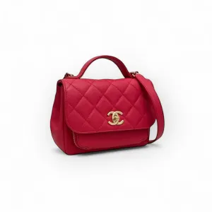 Chanel Business Affinity Small, Strawberry Red Grained Calfskin / Caviar Gold-tone Hardware