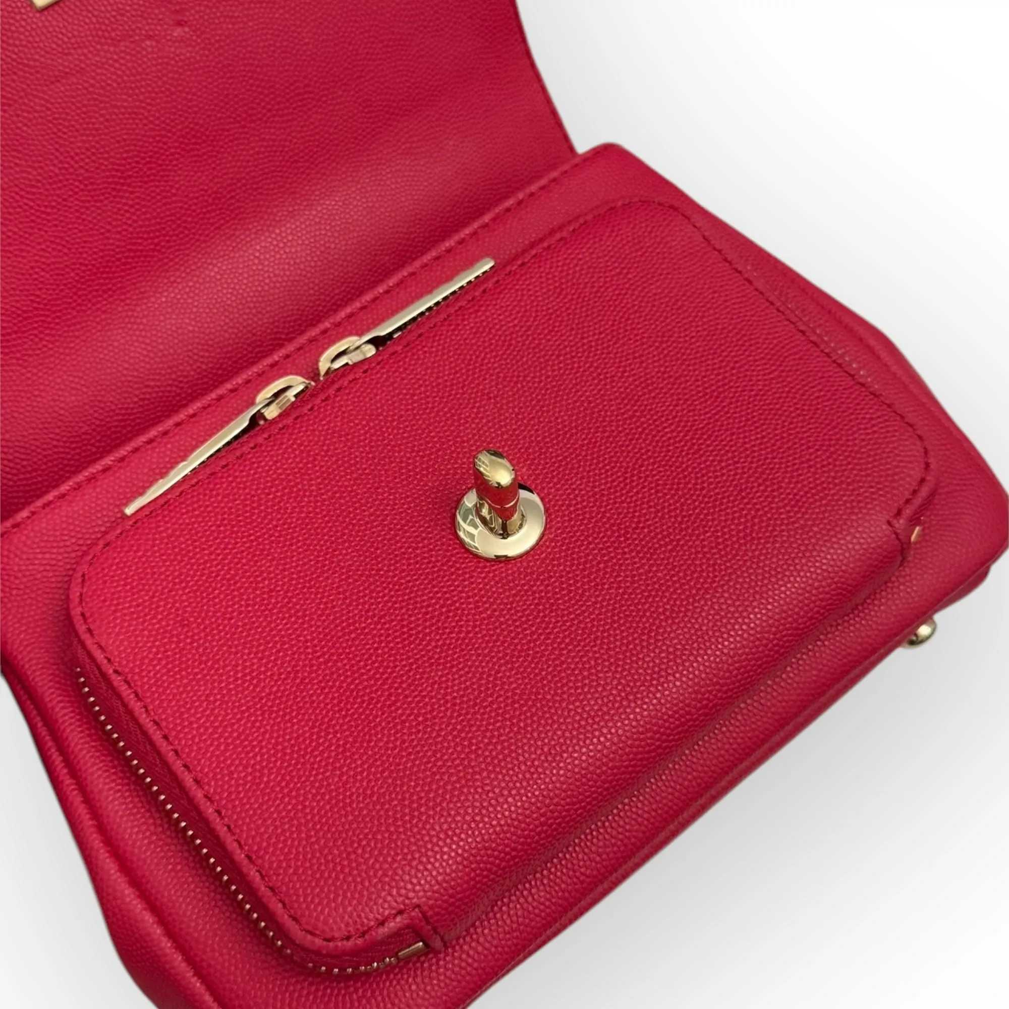 Chanel Business Affinity Small, Strawberry Red Grained Calfskin / Caviar Gold-tone Hardware