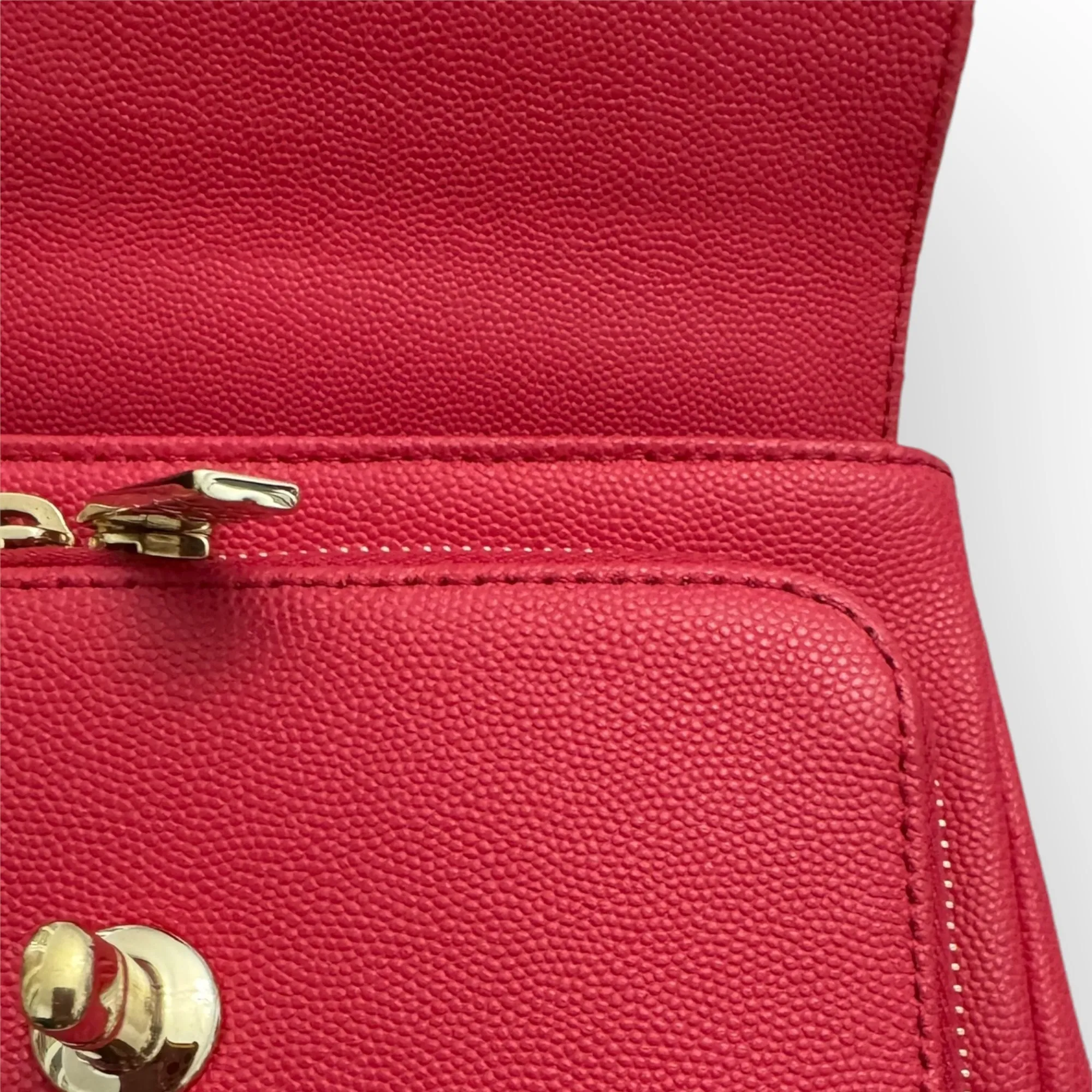 Chanel Business Affinity Small, Strawberry Red Grained Calfskin / Caviar Gold-tone Hardware