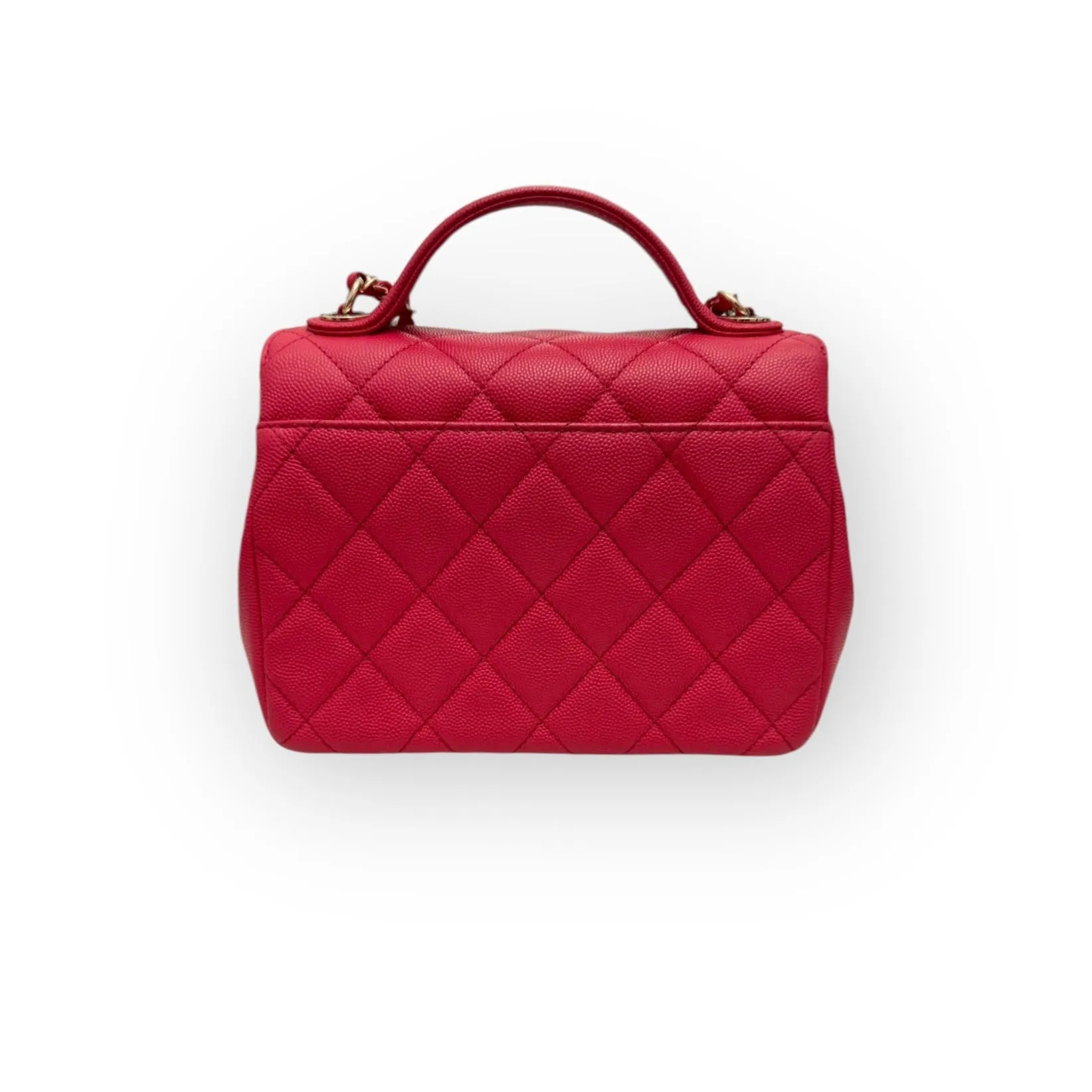 Chanel Business Affinity Small, Strawberry Red Grained Calfskin / Caviar Gold-tone Hardware