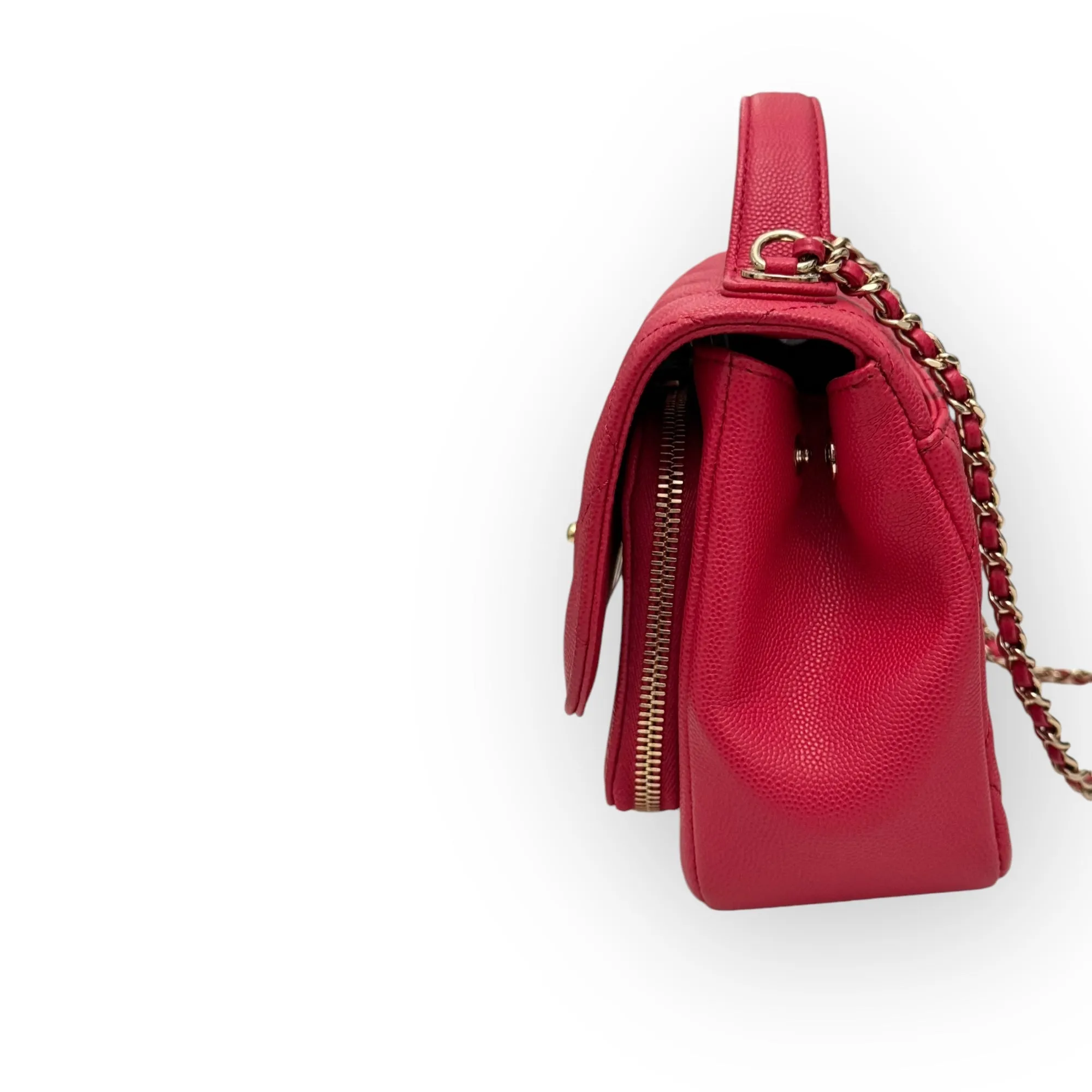 Chanel Business Affinity Small, Strawberry Red Grained Calfskin / Caviar Gold-tone Hardware
