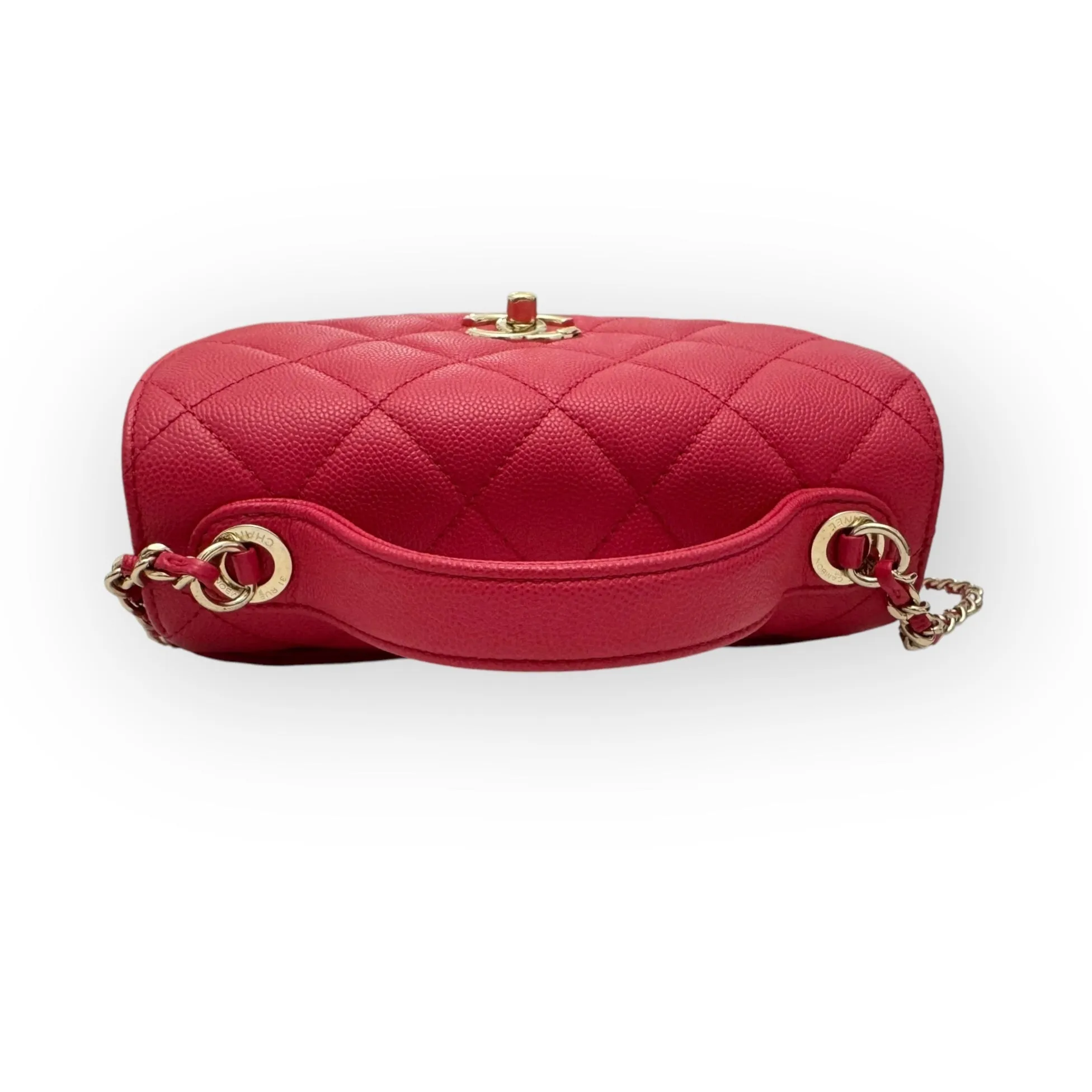 Chanel Business Affinity Small, Strawberry Red Grained Calfskin / Caviar Gold-tone Hardware