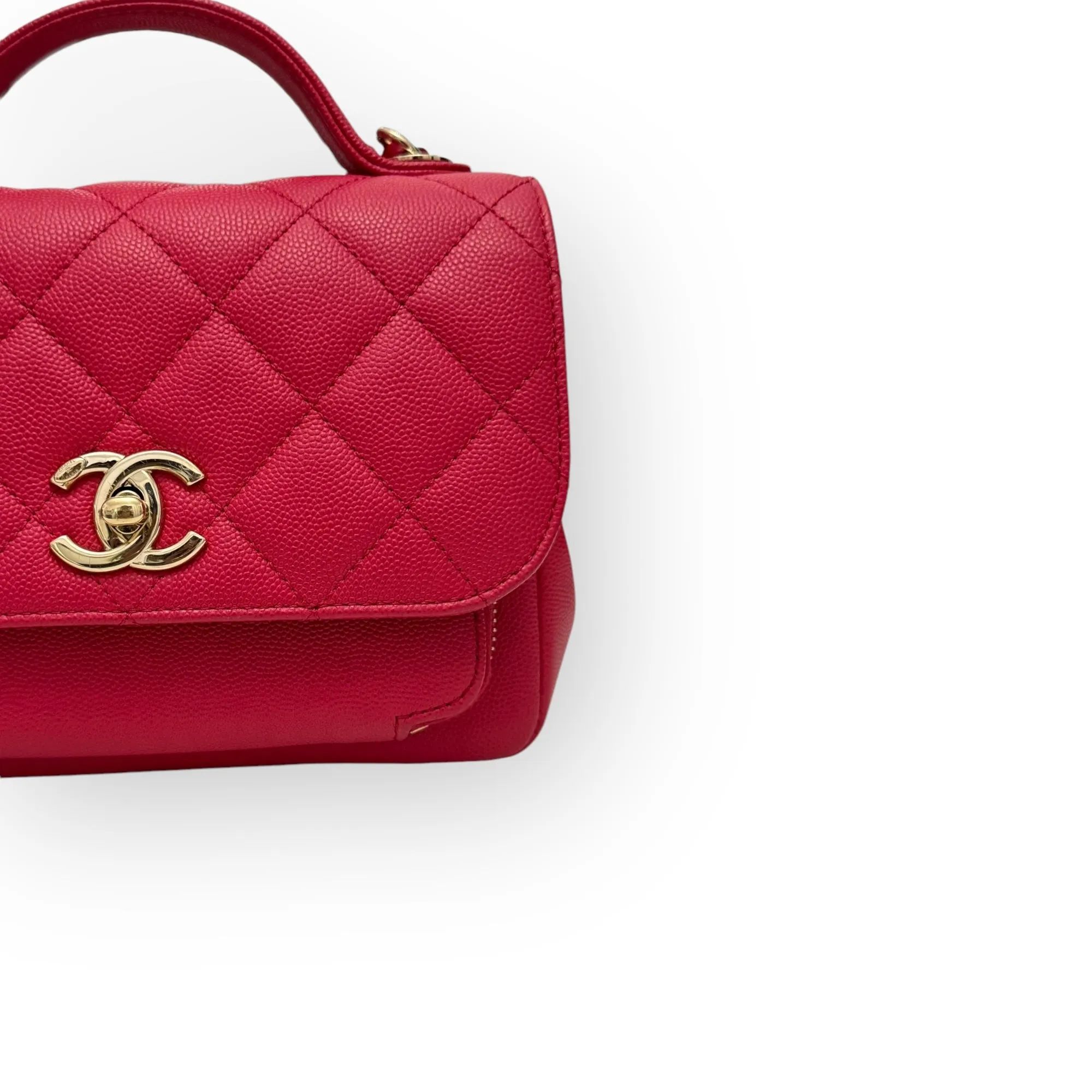 Chanel Business Affinity Small, Strawberry Red Grained Calfskin / Caviar Gold-tone Hardware
