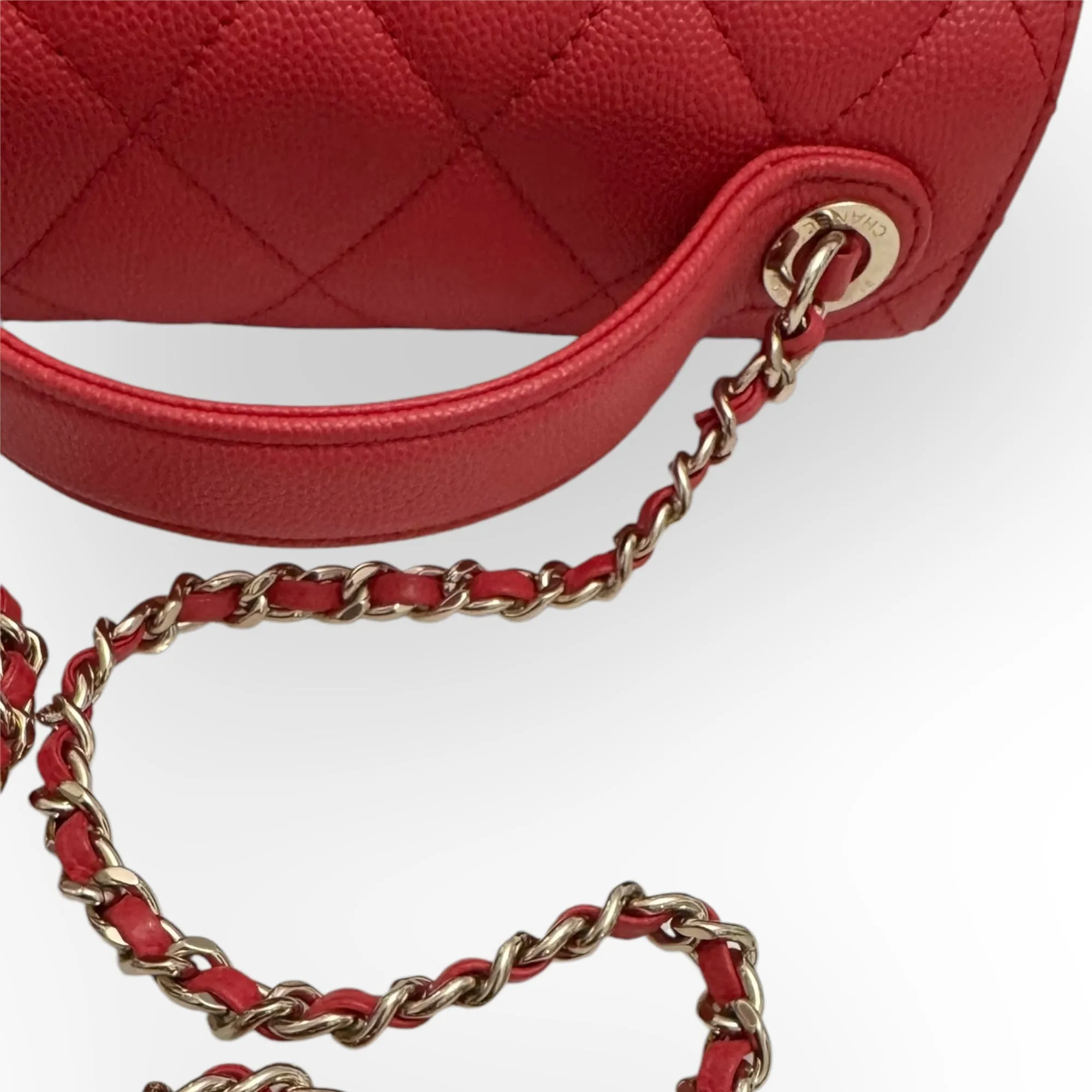 Chanel Business Affinity Small, Strawberry Red Grained Calfskin / Caviar Gold-tone Hardware
