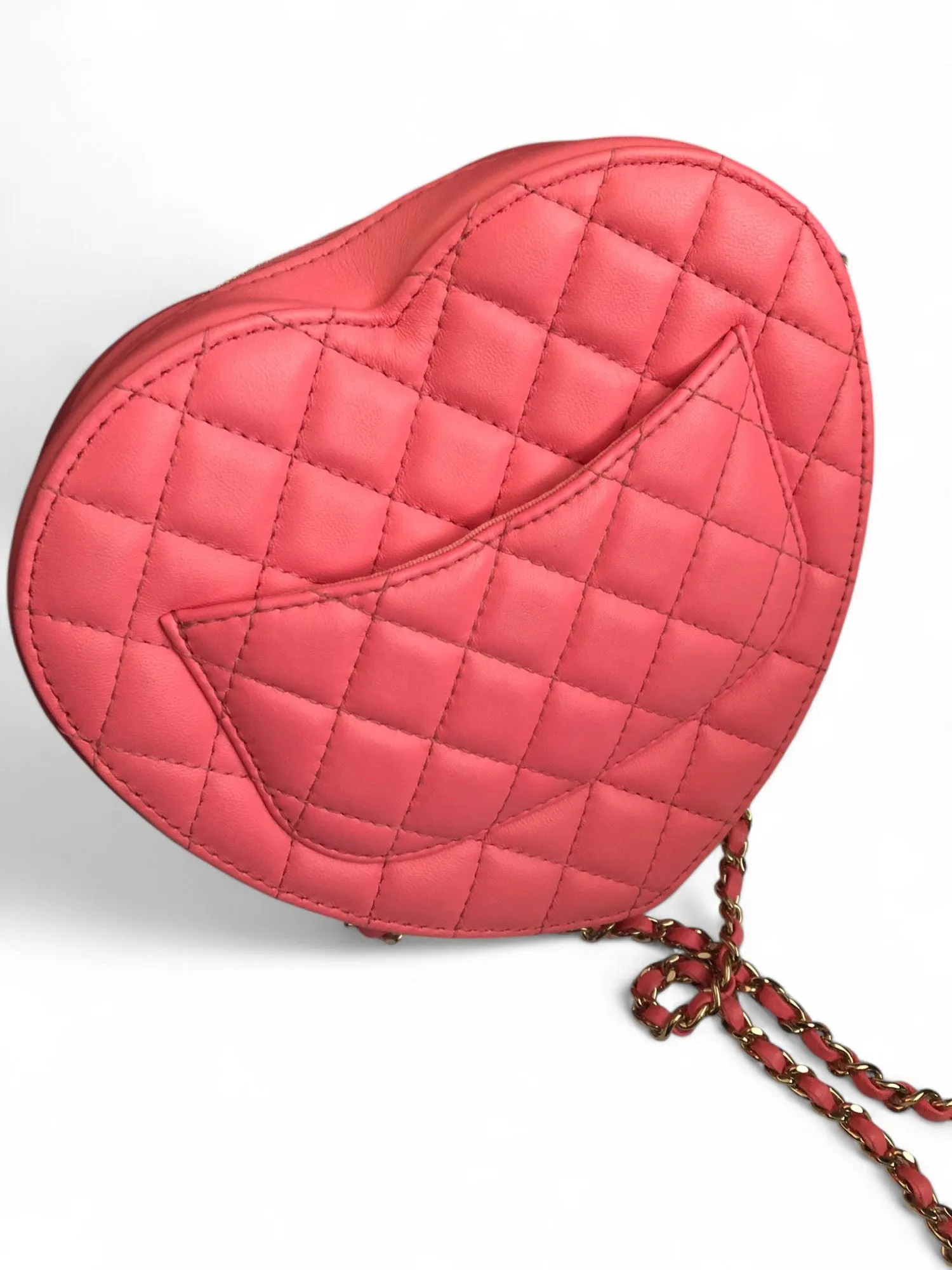 Chanel CC In Love Heart Bag - Large Dark Pink Lambskin, Gold-tone Hardware
