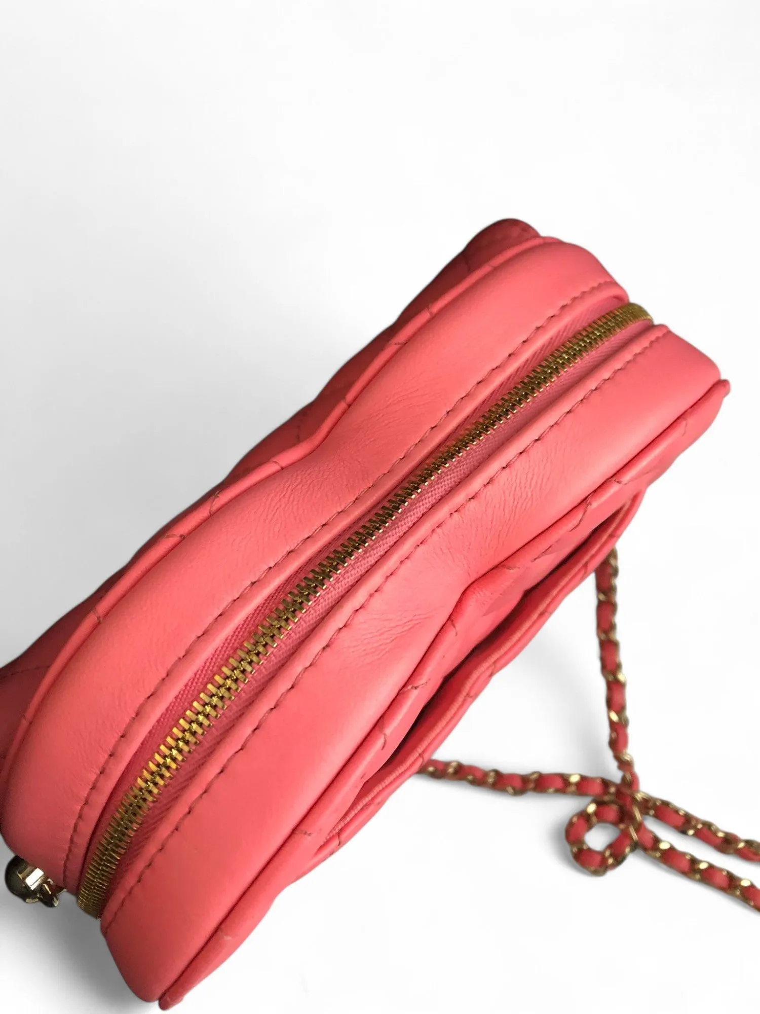 Chanel CC In Love Heart Bag - Large Dark Pink Lambskin, Gold-tone Hardware