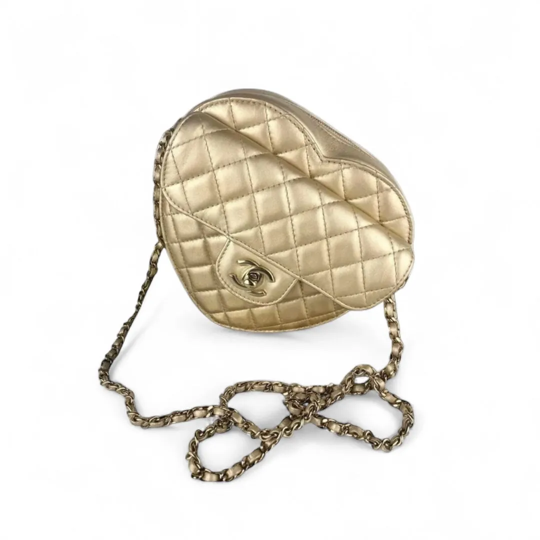 Chanel CC In Love Heart Bag - Large Gold Lambskin, Gold-tone Hardware