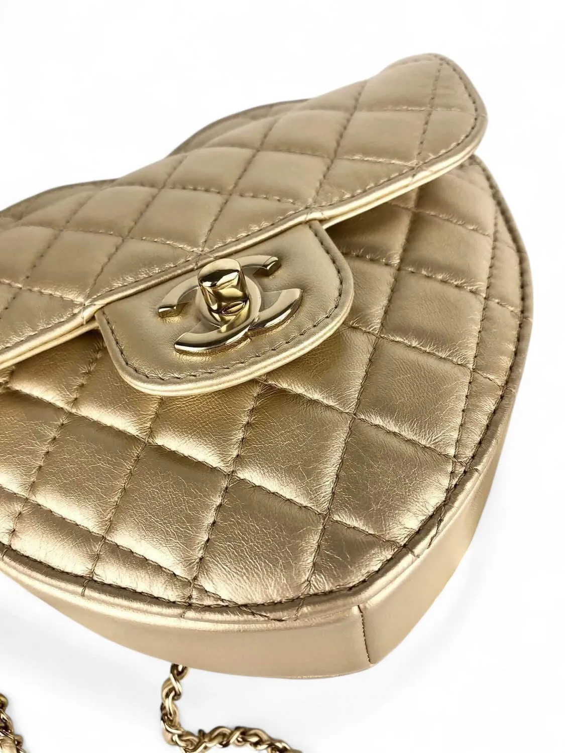 Chanel CC In Love Heart Bag - Large Gold Lambskin, Gold-tone Hardware