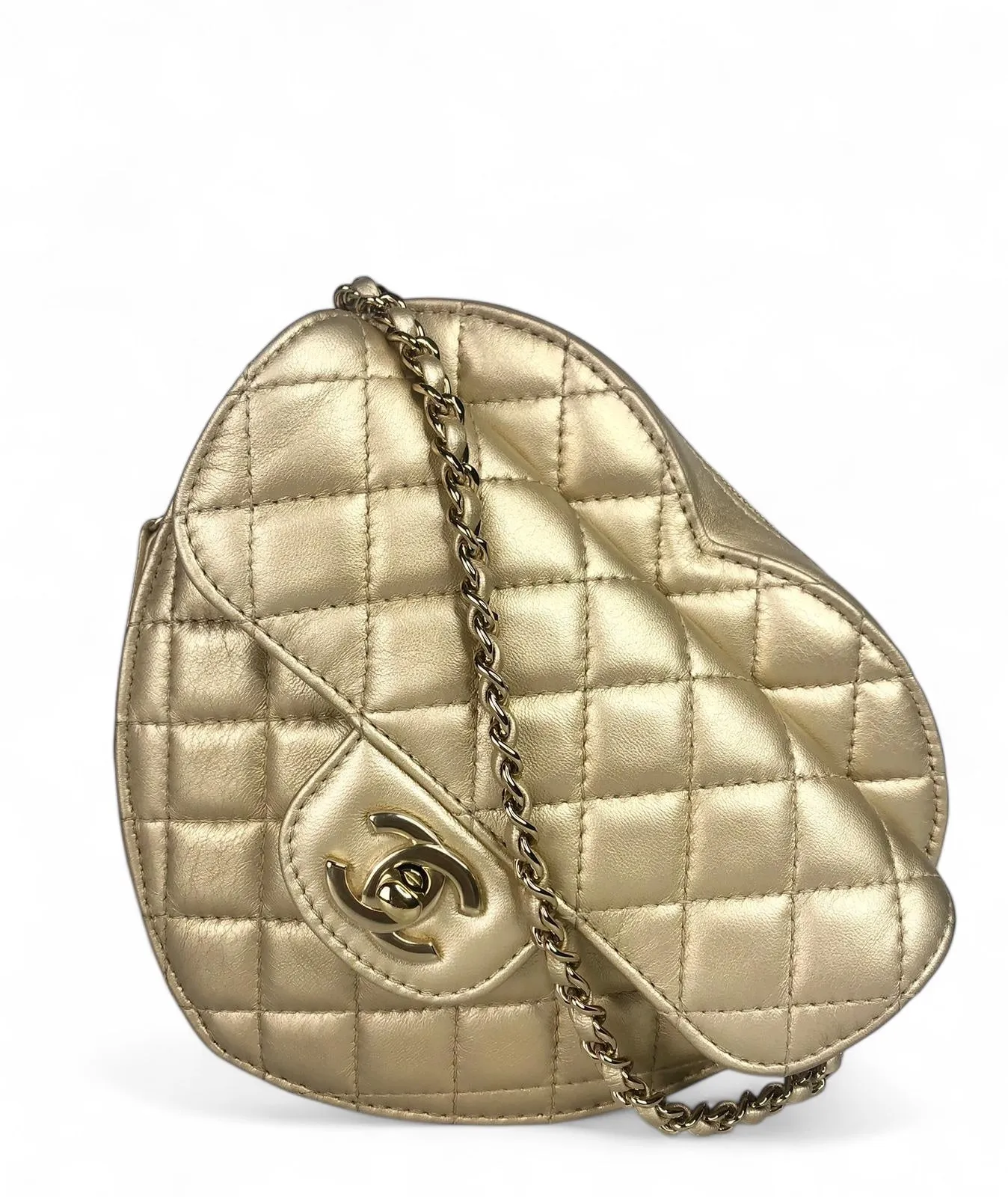 Chanel CC In Love Heart Bag - Large Gold Lambskin, Gold-tone Hardware