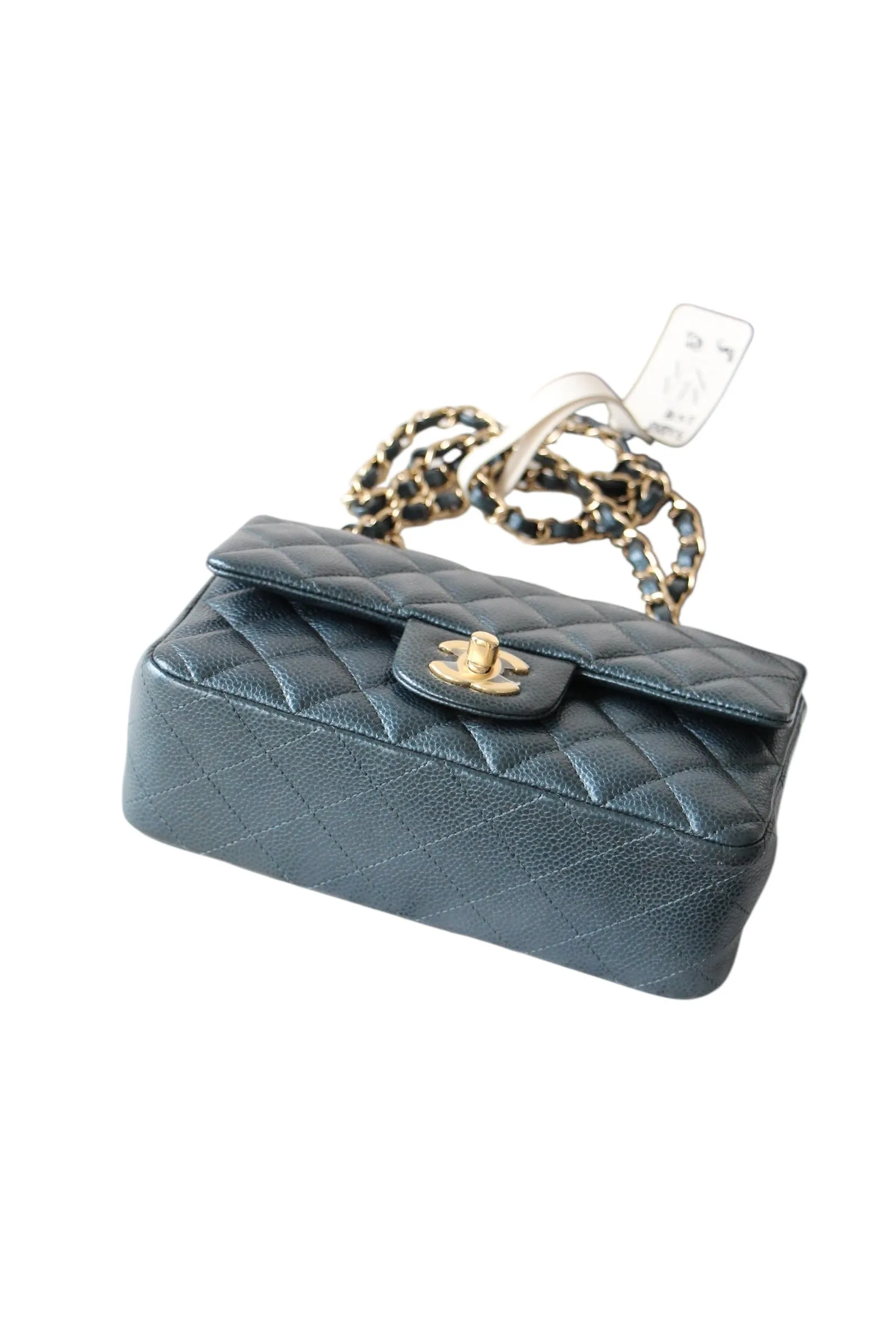Chanel Classic Mini Rectangle Navy Caviar Gold-tone Hardware
