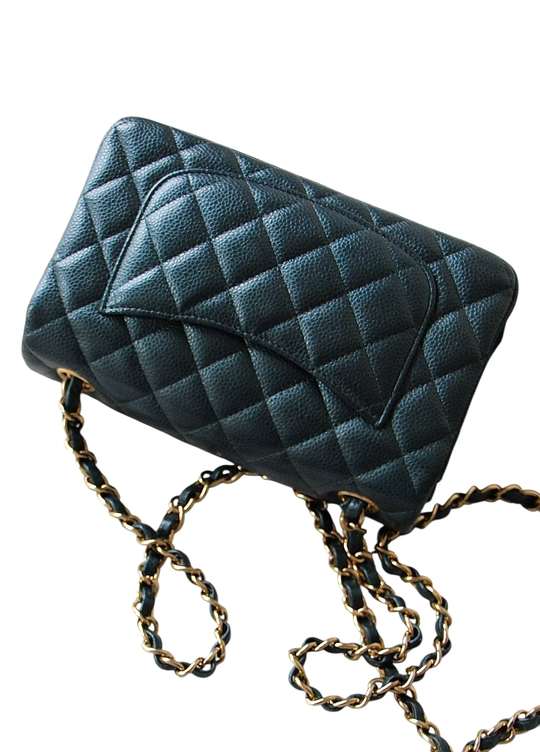 Chanel Classic Mini Rectangle Navy Caviar Gold-tone Hardware
