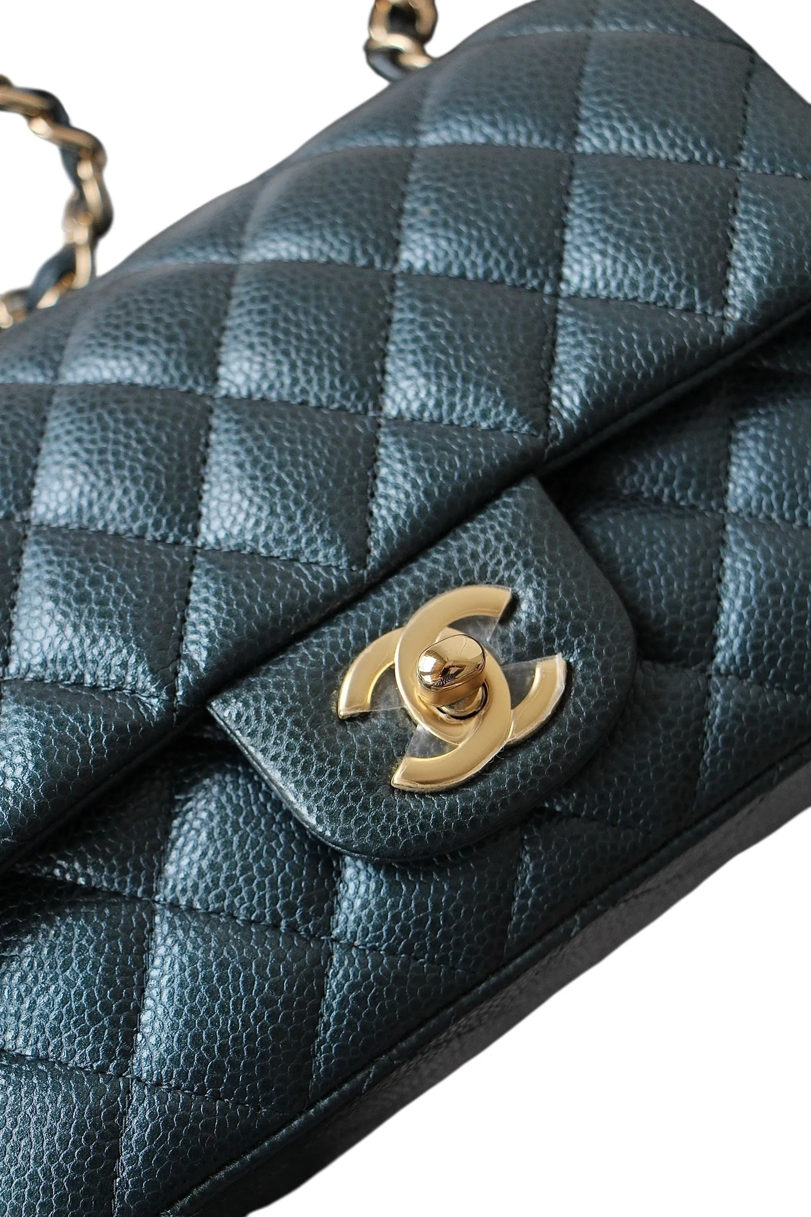 Chanel Classic Mini Rectangle Navy Caviar Gold-tone Hardware