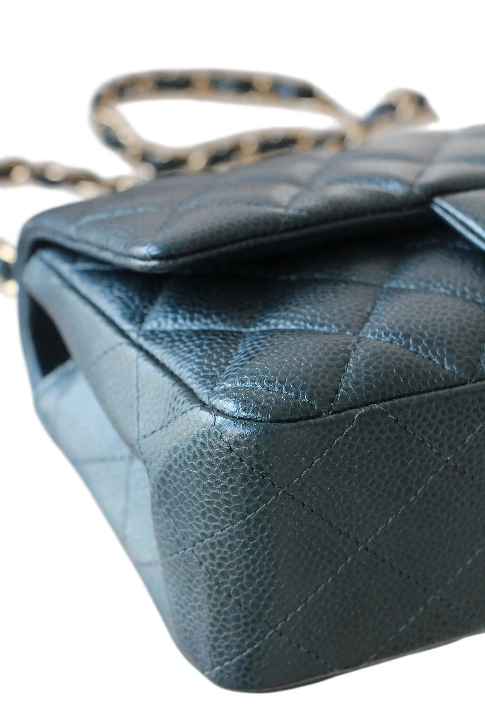 Chanel Classic Mini Rectangle Navy Caviar Gold-tone Hardware