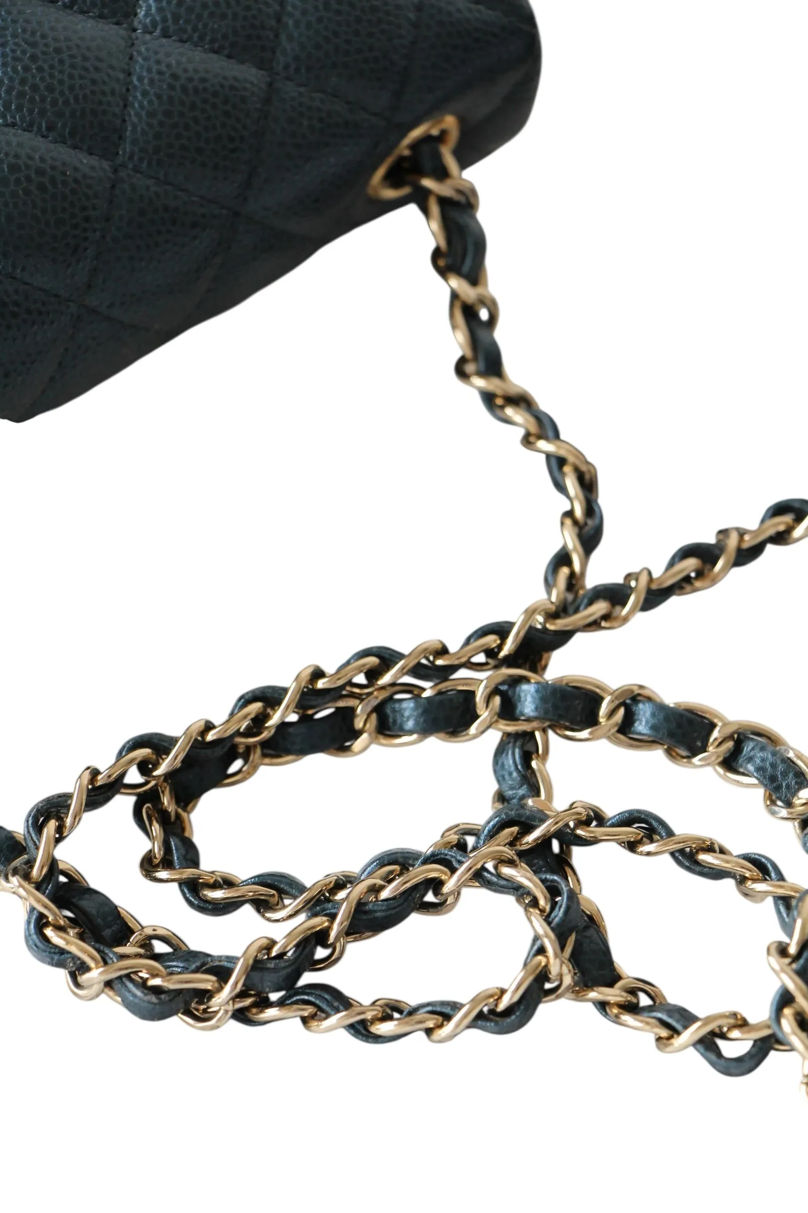 Chanel Classic Mini Rectangle Navy Caviar Gold-tone Hardware
