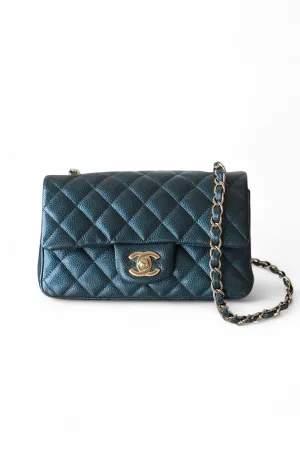 Chanel Classic Mini Rectangle Navy Caviar Gold-tone Hardware