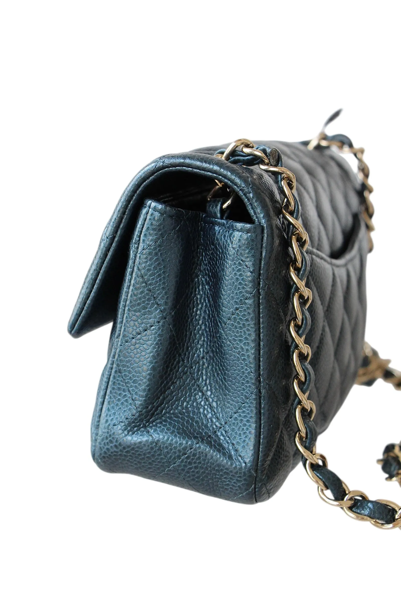 Chanel Classic Mini Rectangle Navy Caviar Gold-tone Hardware