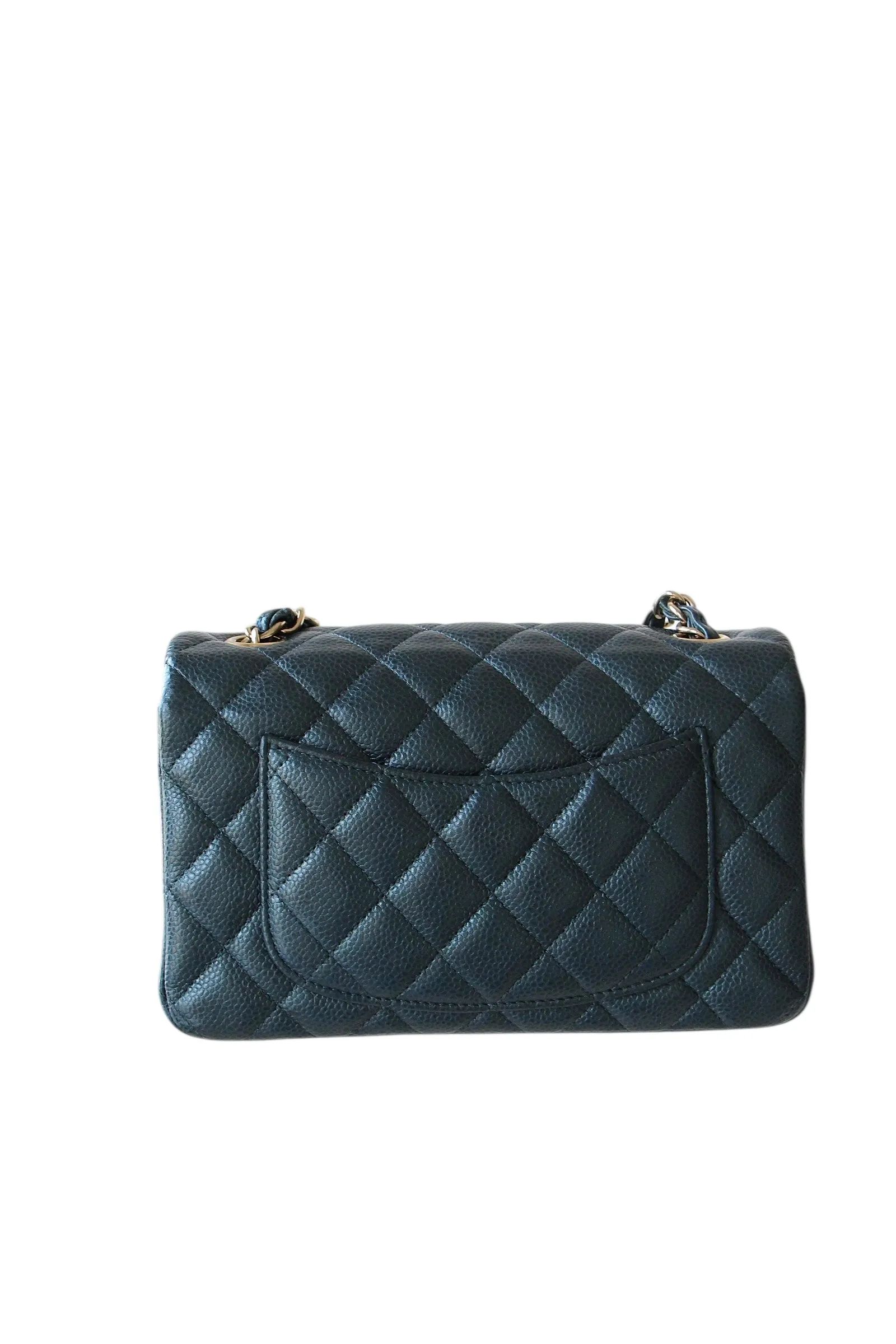 Chanel Classic Mini Rectangle Navy Caviar Gold-tone Hardware