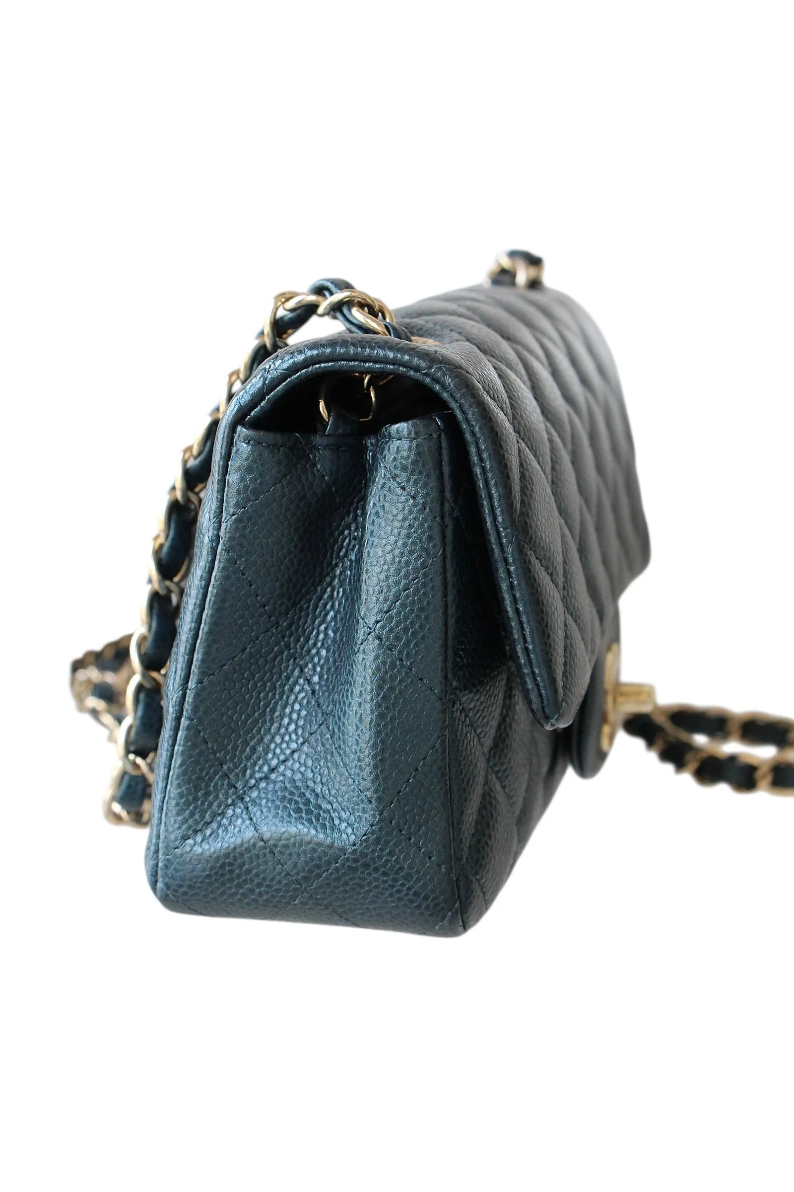 Chanel Classic Mini Rectangle Navy Caviar Gold-tone Hardware
