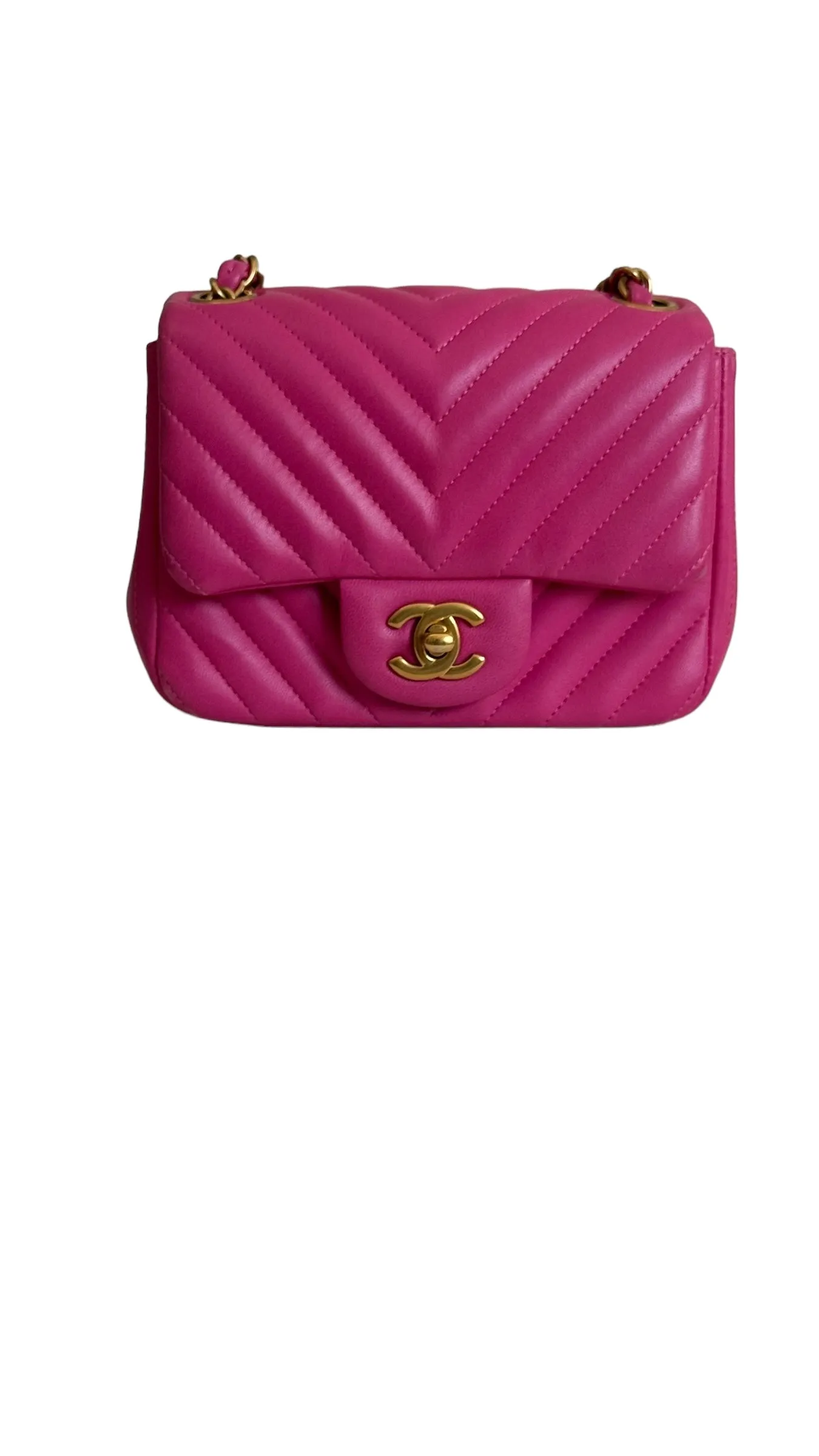 Chanel Classic Mini Square Chevron Lambskin