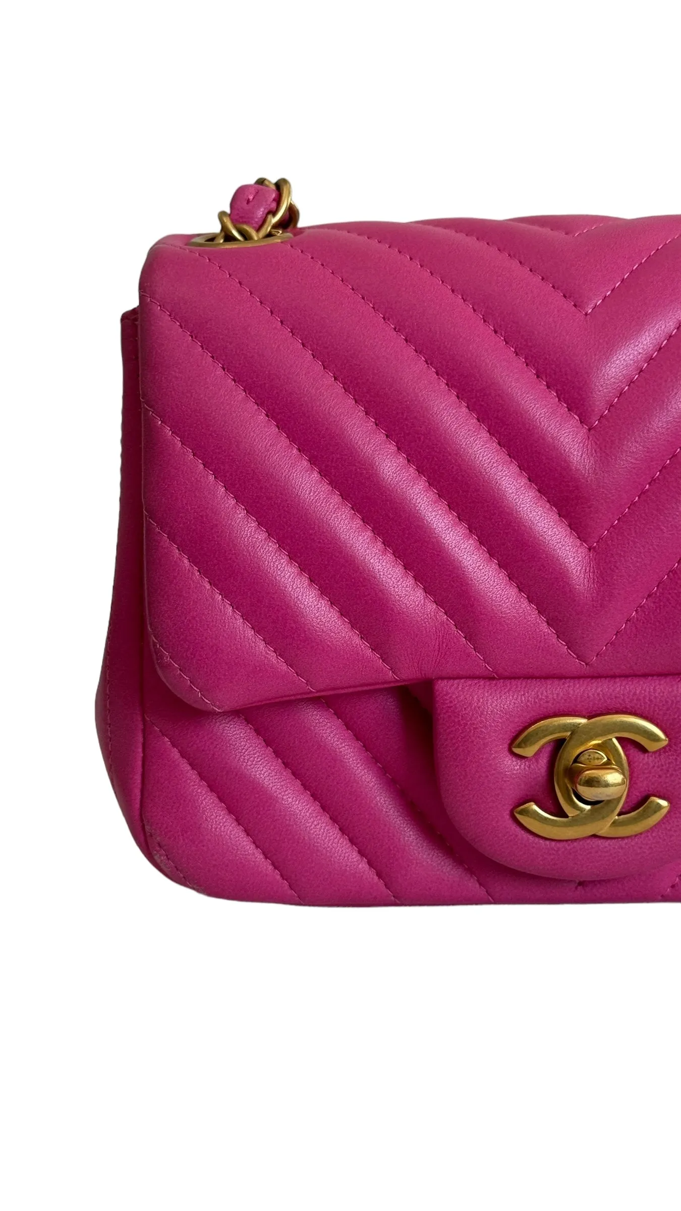 Chanel Classic Mini Square Chevron Lambskin