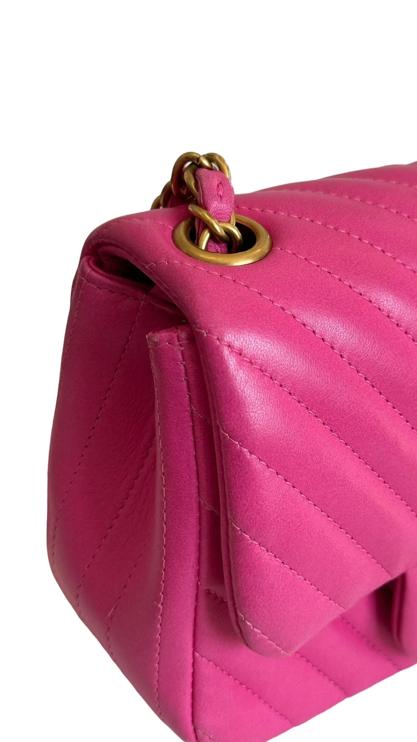 Chanel Classic Mini Square Chevron Lambskin