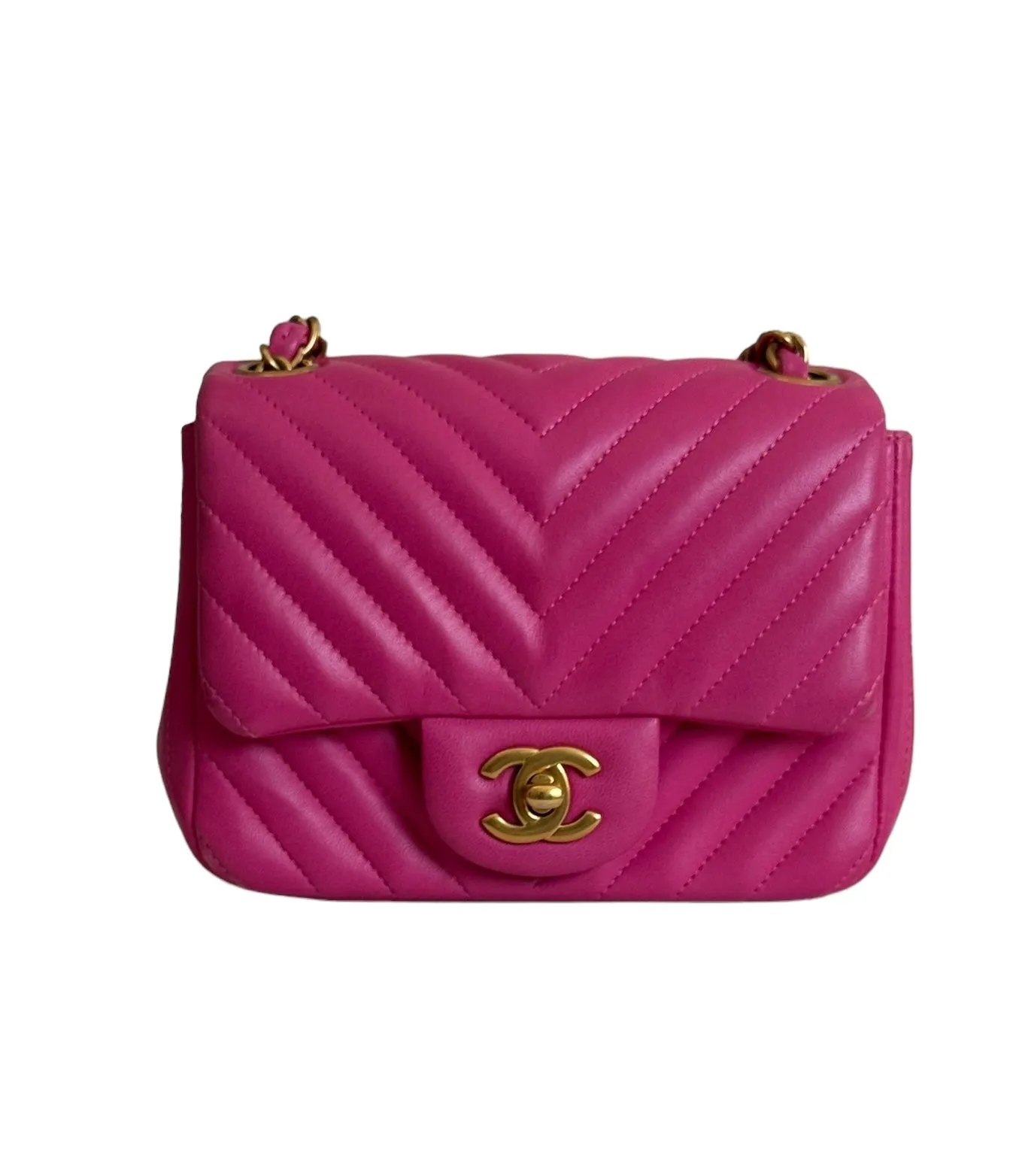 Chanel Classic Mini Square Chevron Lambskin