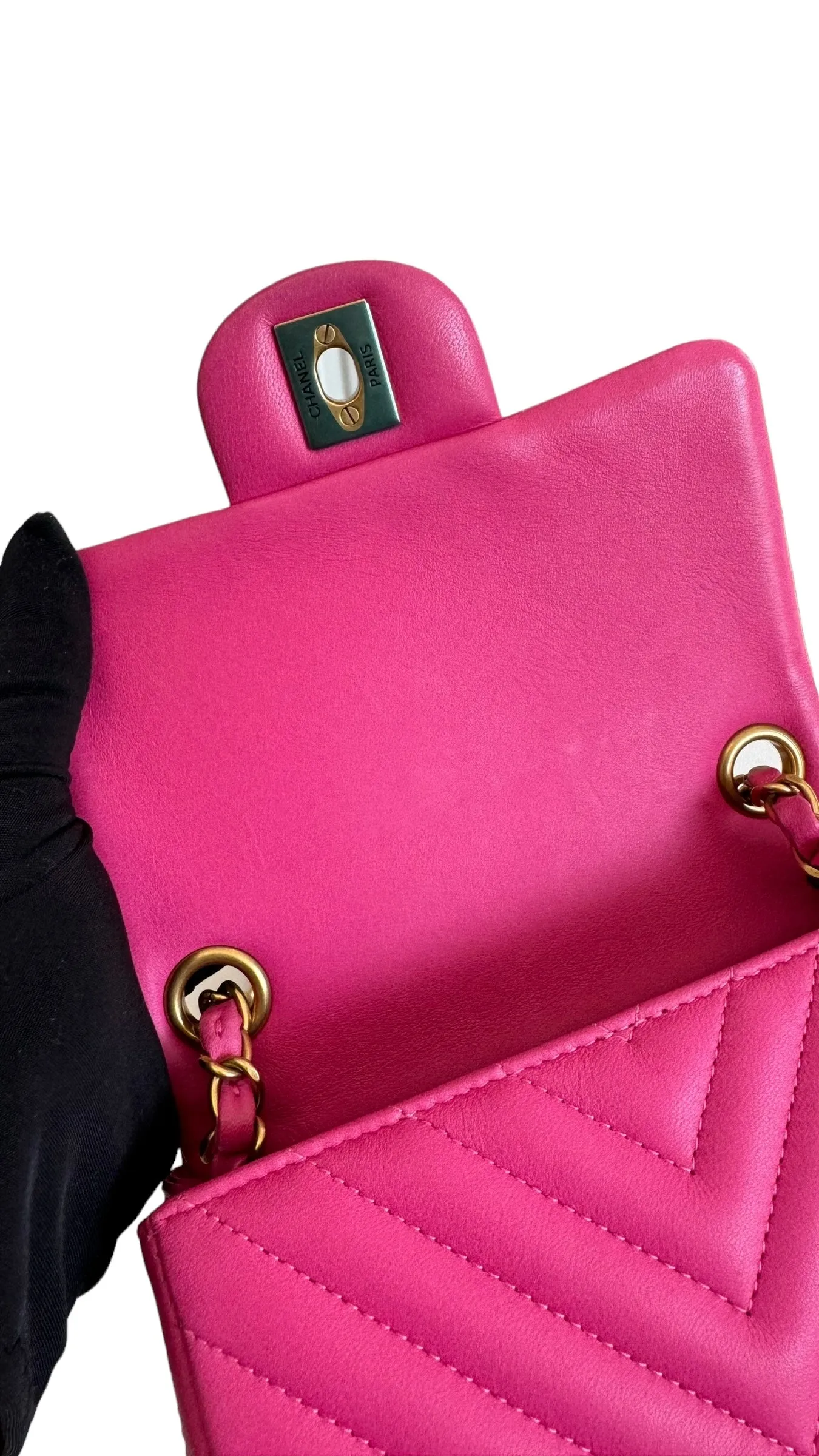 Chanel Classic Mini Square Chevron Lambskin