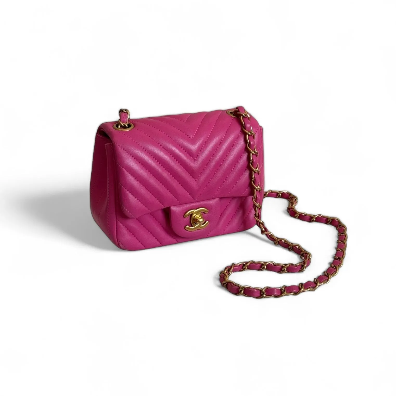 Chanel Classic Mini Square Chevron Lambskin