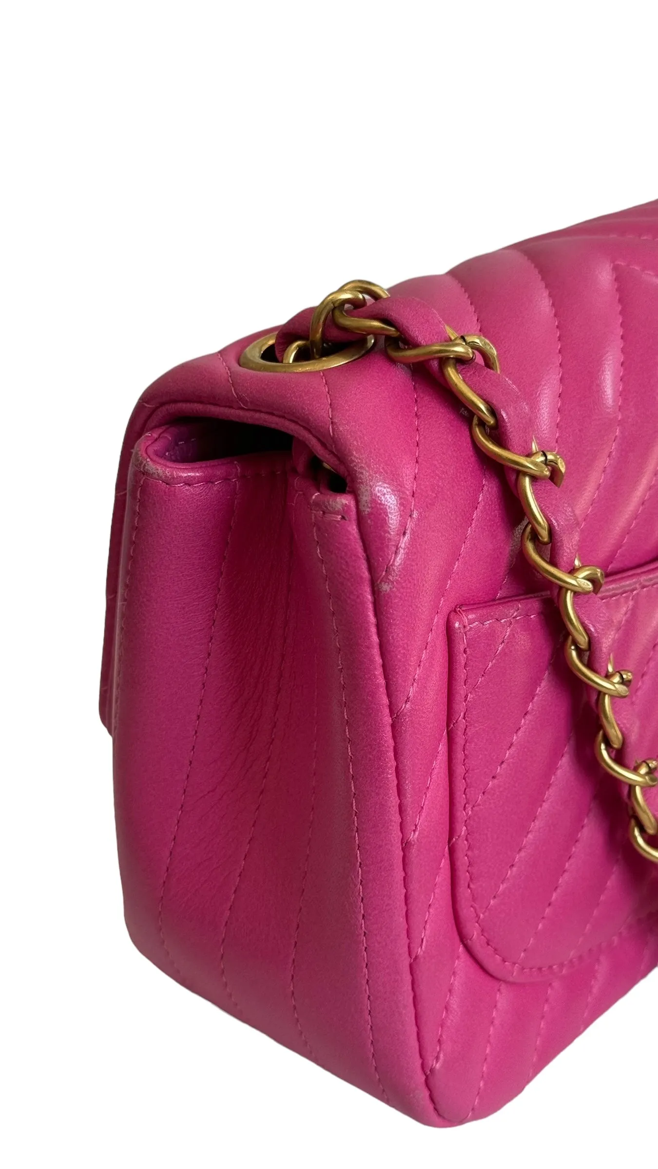 Chanel Classic Mini Square Chevron Lambskin
