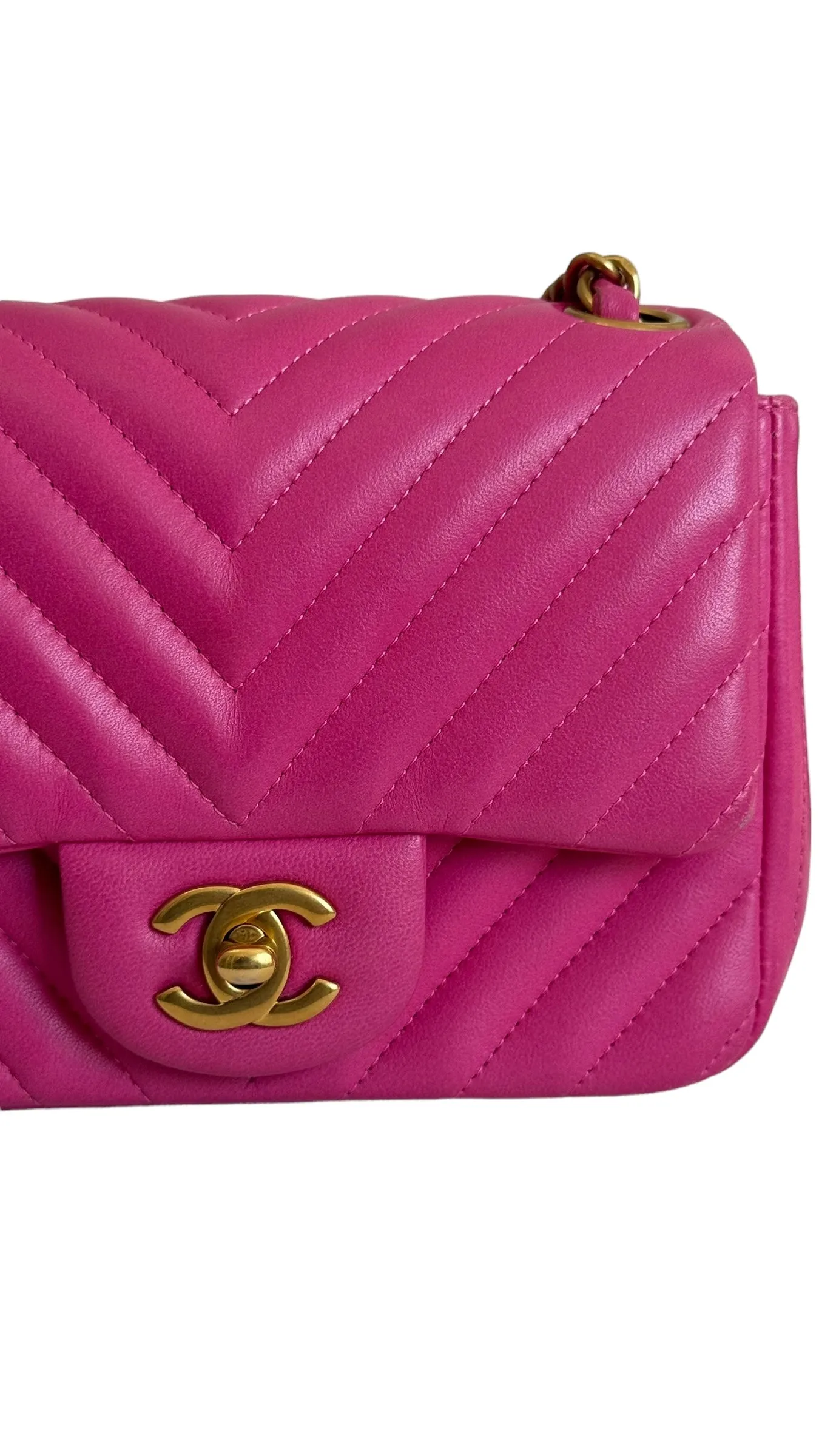 Chanel Classic Mini Square Chevron Lambskin