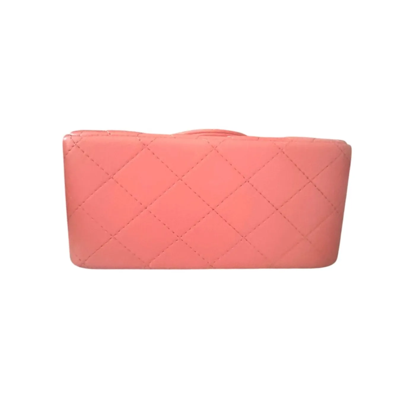 Chanel Classic Mini Square, Coral Pink Lambskin, Gold-tone Hardware