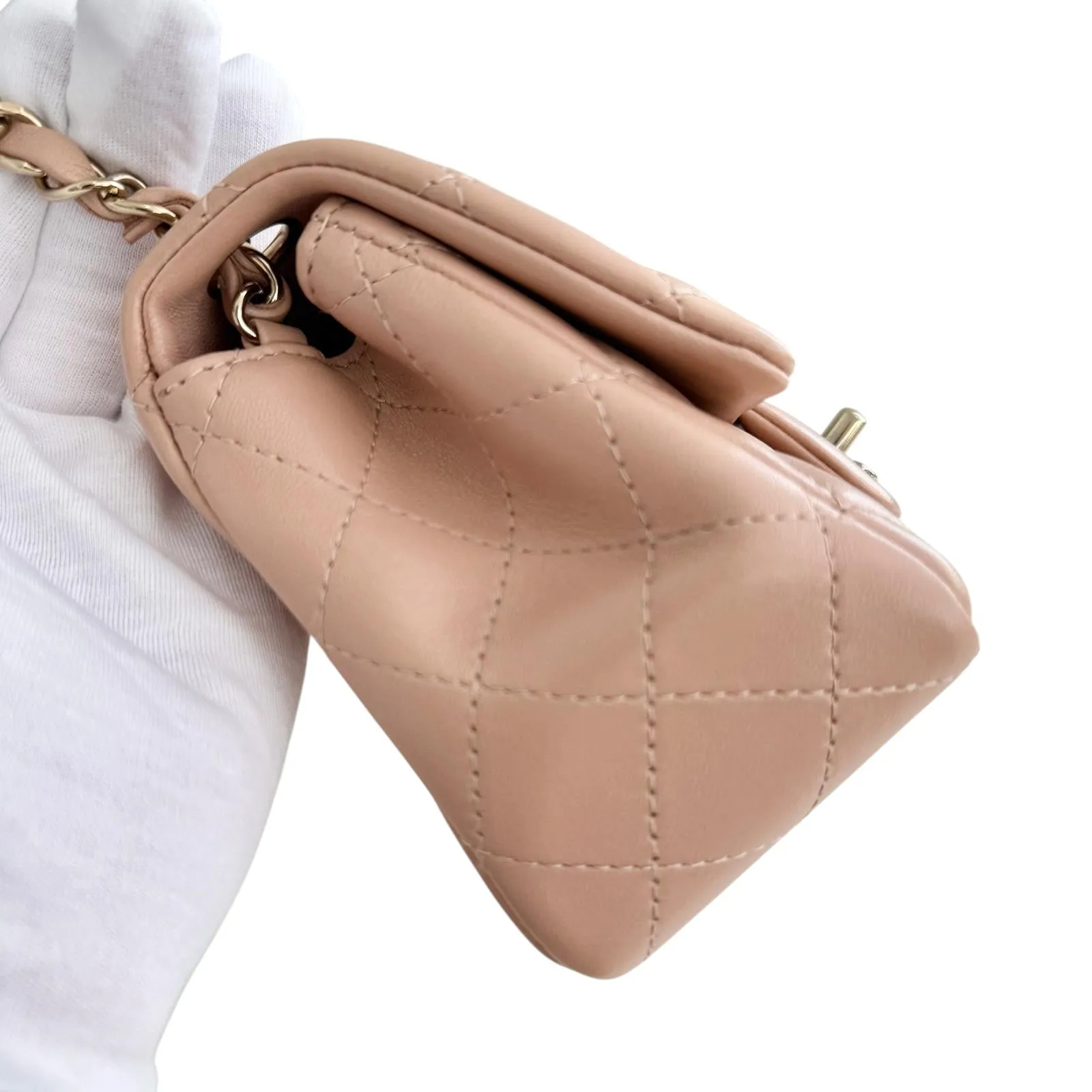 Chanel Classic Square Mini Light Pink Lambskin, Light Gold-tone Hardware