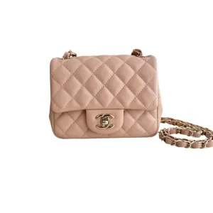 Chanel Classic Square Mini Light Pink Lambskin, Light Gold-tone Hardware