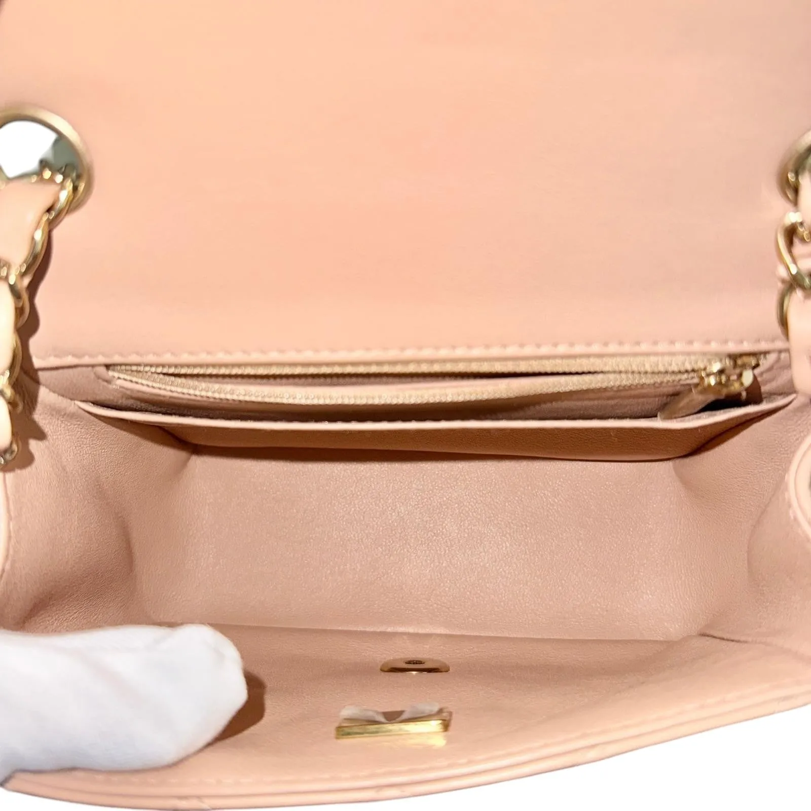 Chanel Classic Square Mini Light Pink Lambskin, Light Gold-tone Hardware