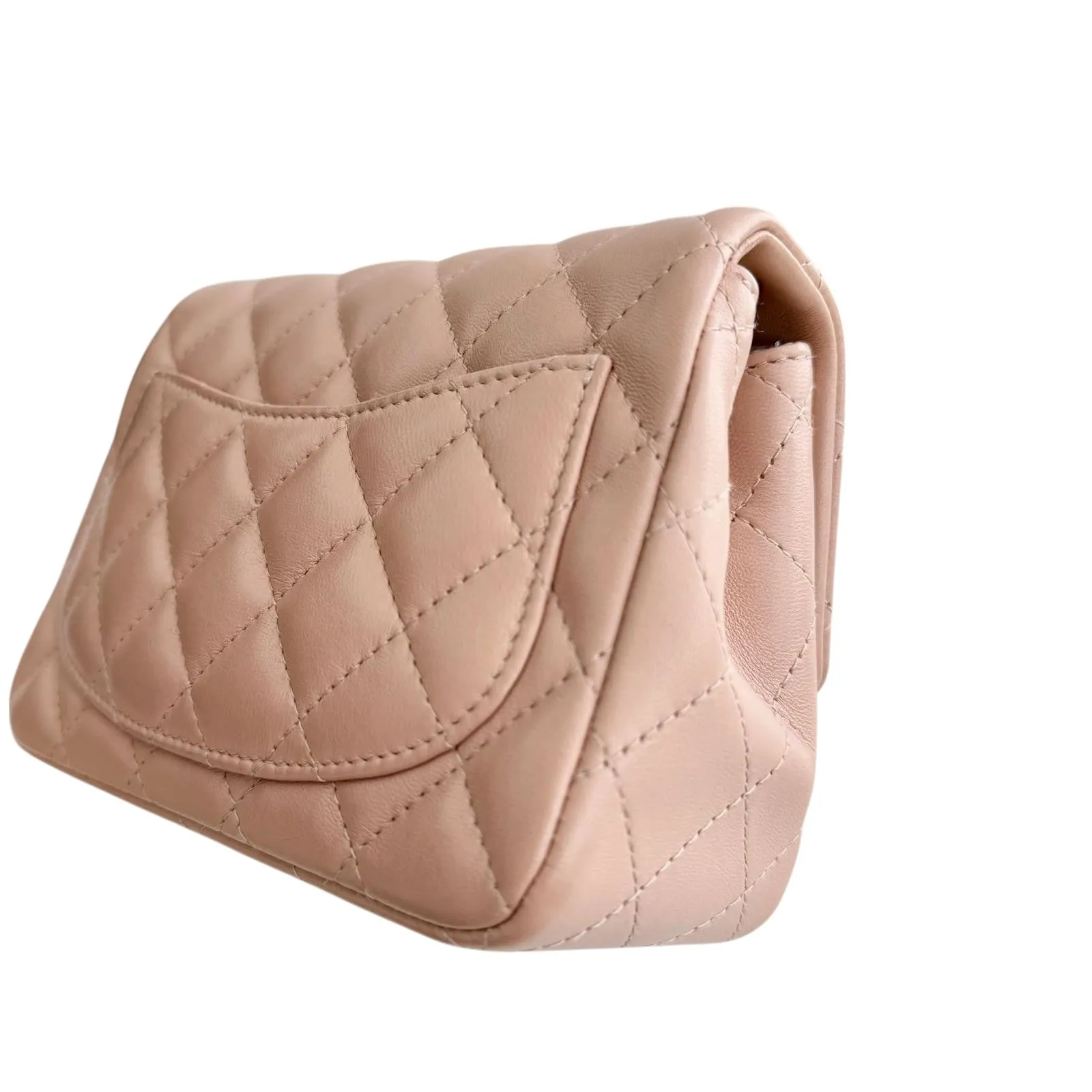 Chanel Classic Square Mini Light Pink Lambskin, Light Gold-tone Hardware